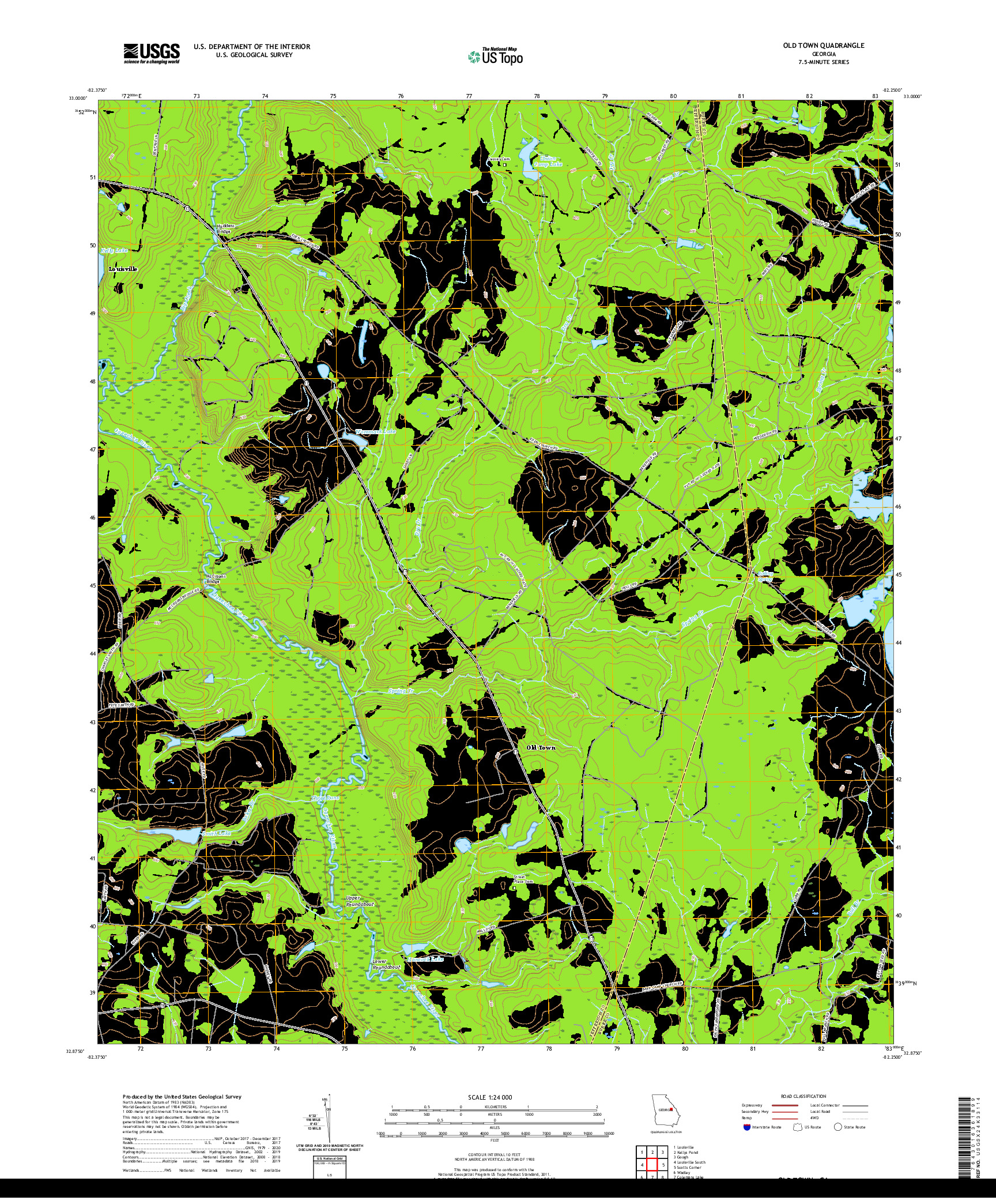 USGS US TOPO 7.5-MINUTE MAP FOR OLD TOWN, GA 2020