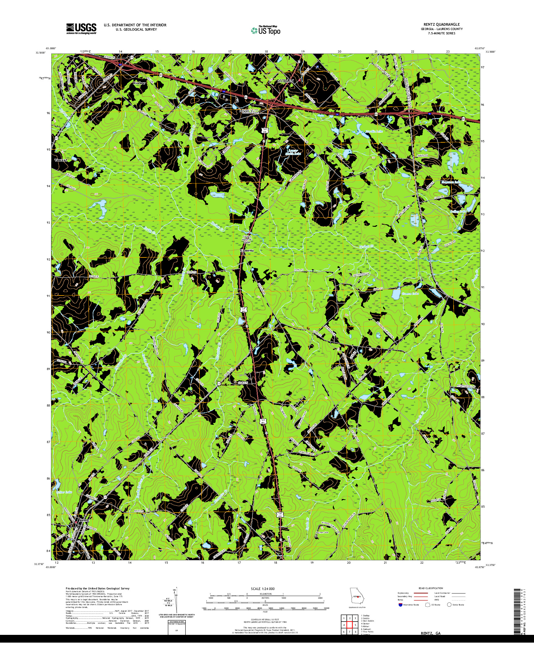 USGS US TOPO 7.5-MINUTE MAP FOR RENTZ, GA 2020