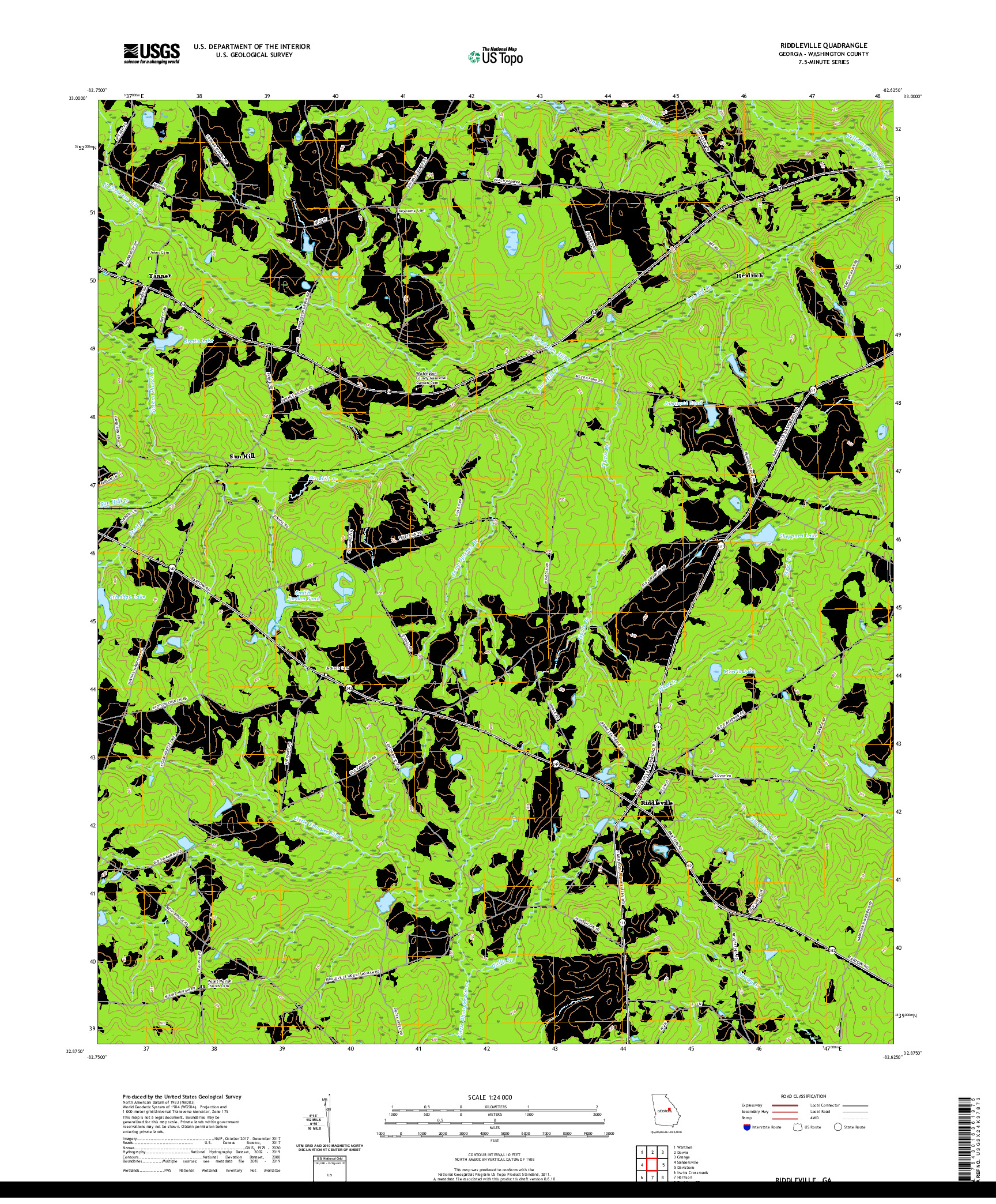 USGS US TOPO 7.5-MINUTE MAP FOR RIDDLEVILLE, GA 2020