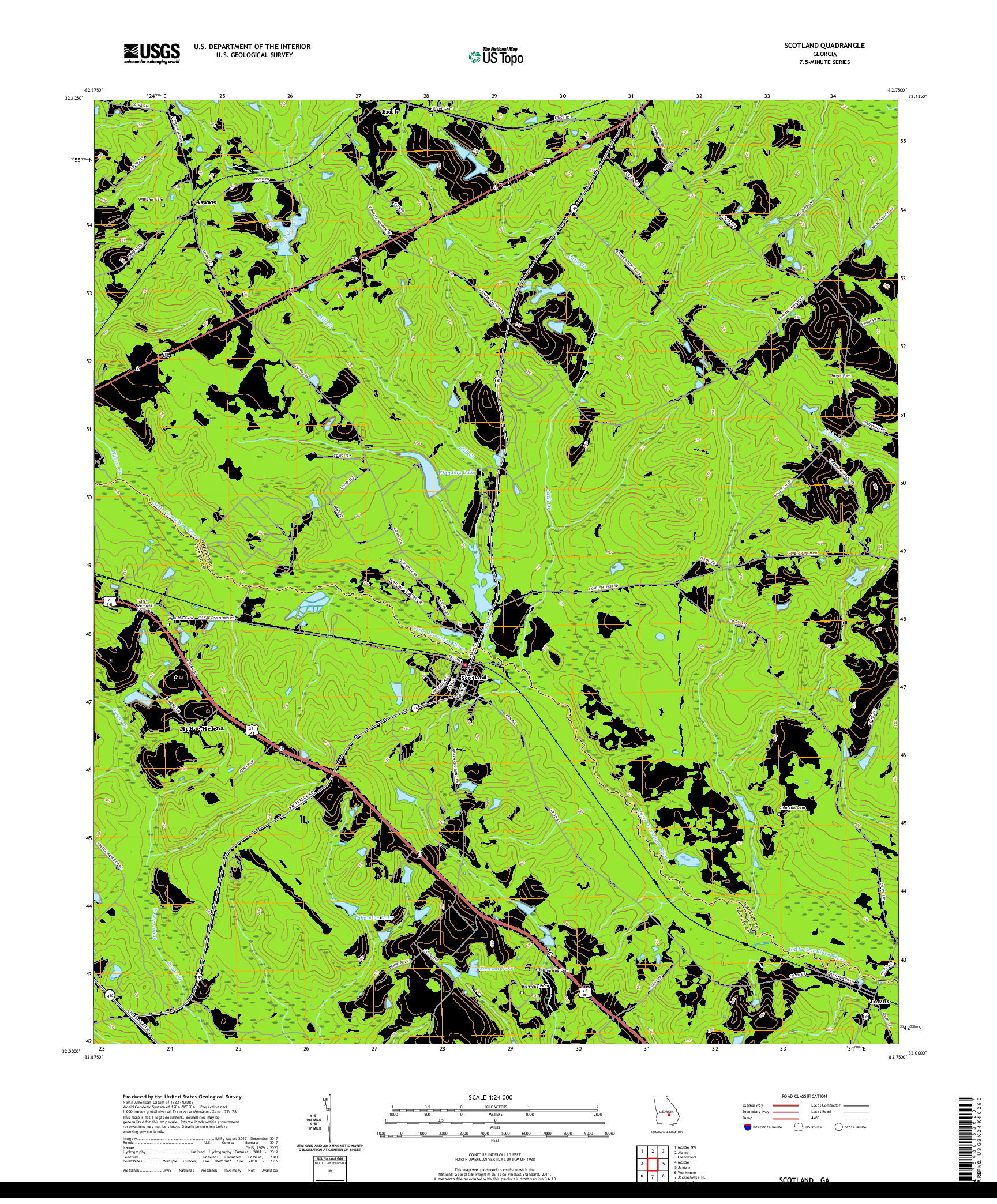 USGS US TOPO 7.5-MINUTE MAP FOR SCOTLAND, GA 2020