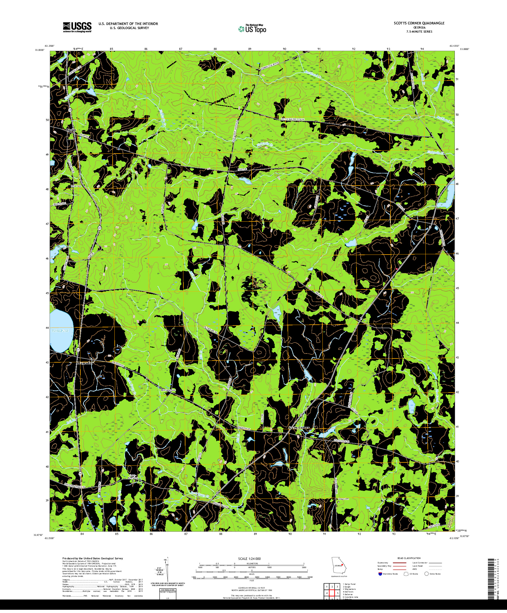 USGS US TOPO 7.5-MINUTE MAP FOR SCOTTS CORNER, GA 2020