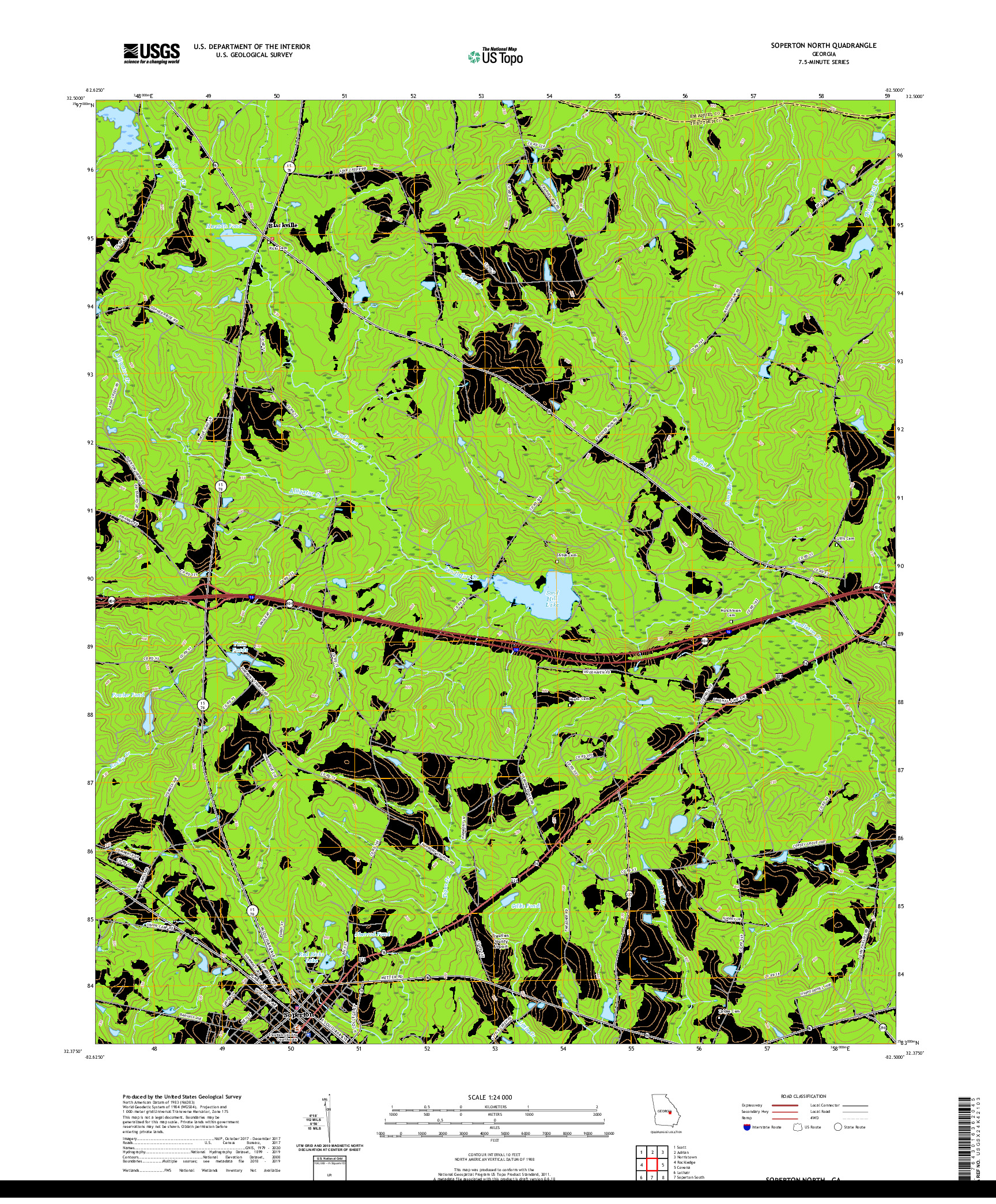 USGS US TOPO 7.5-MINUTE MAP FOR SOPERTON NORTH, GA 2020