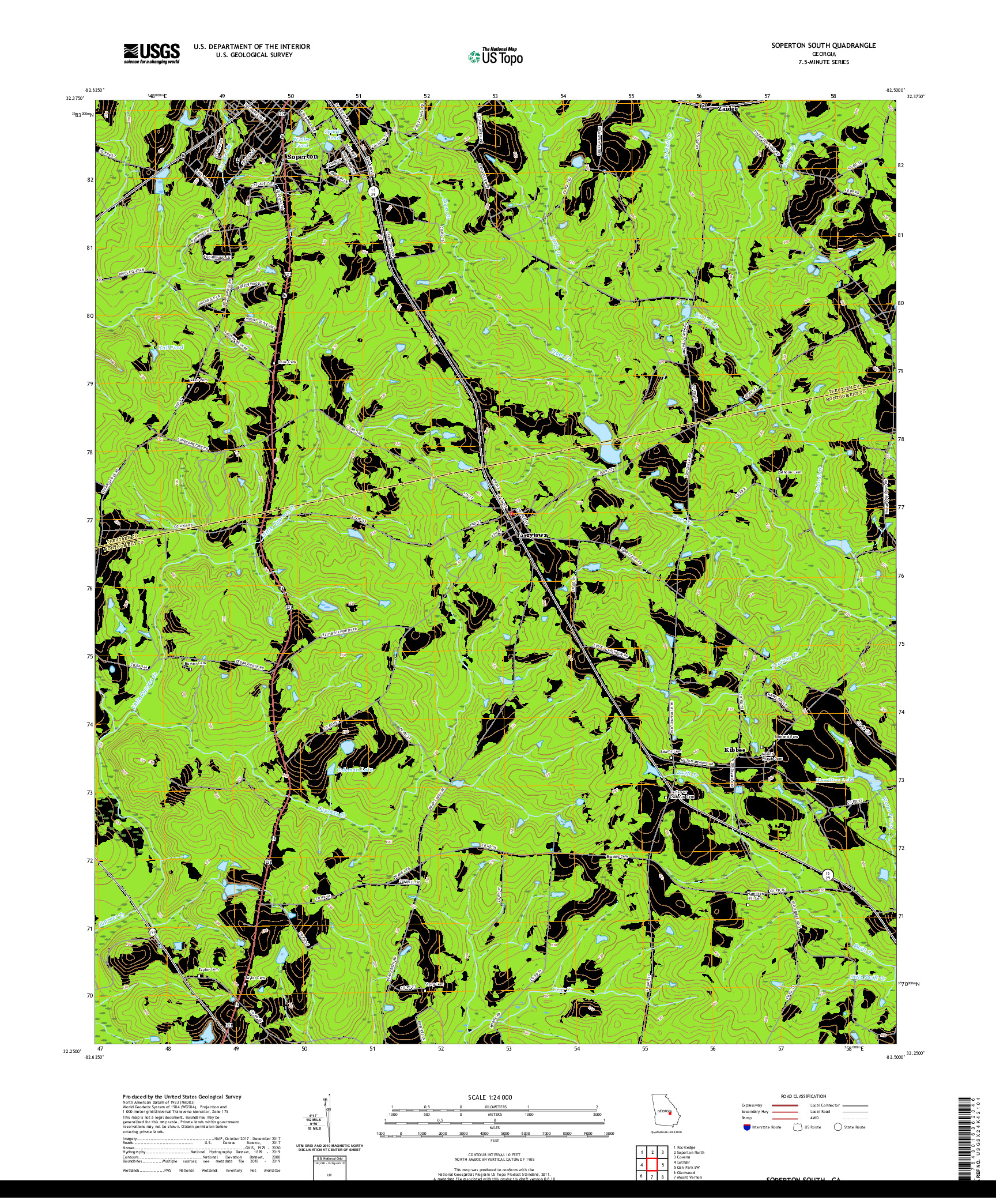 USGS US TOPO 7.5-MINUTE MAP FOR SOPERTON SOUTH, GA 2020