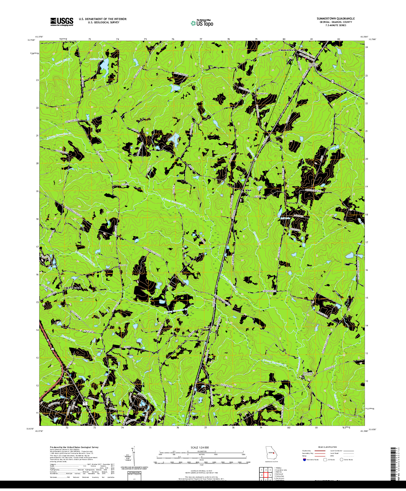 USGS US TOPO 7.5-MINUTE MAP FOR SUMMERTOWN, GA 2020