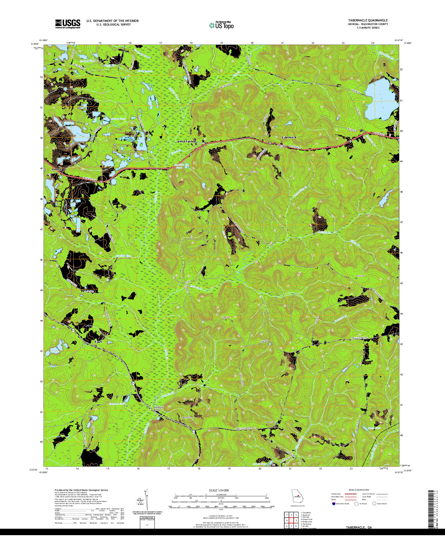 USGS US TOPO 7.5-MINUTE MAP FOR TABERNACLE, GA 2020