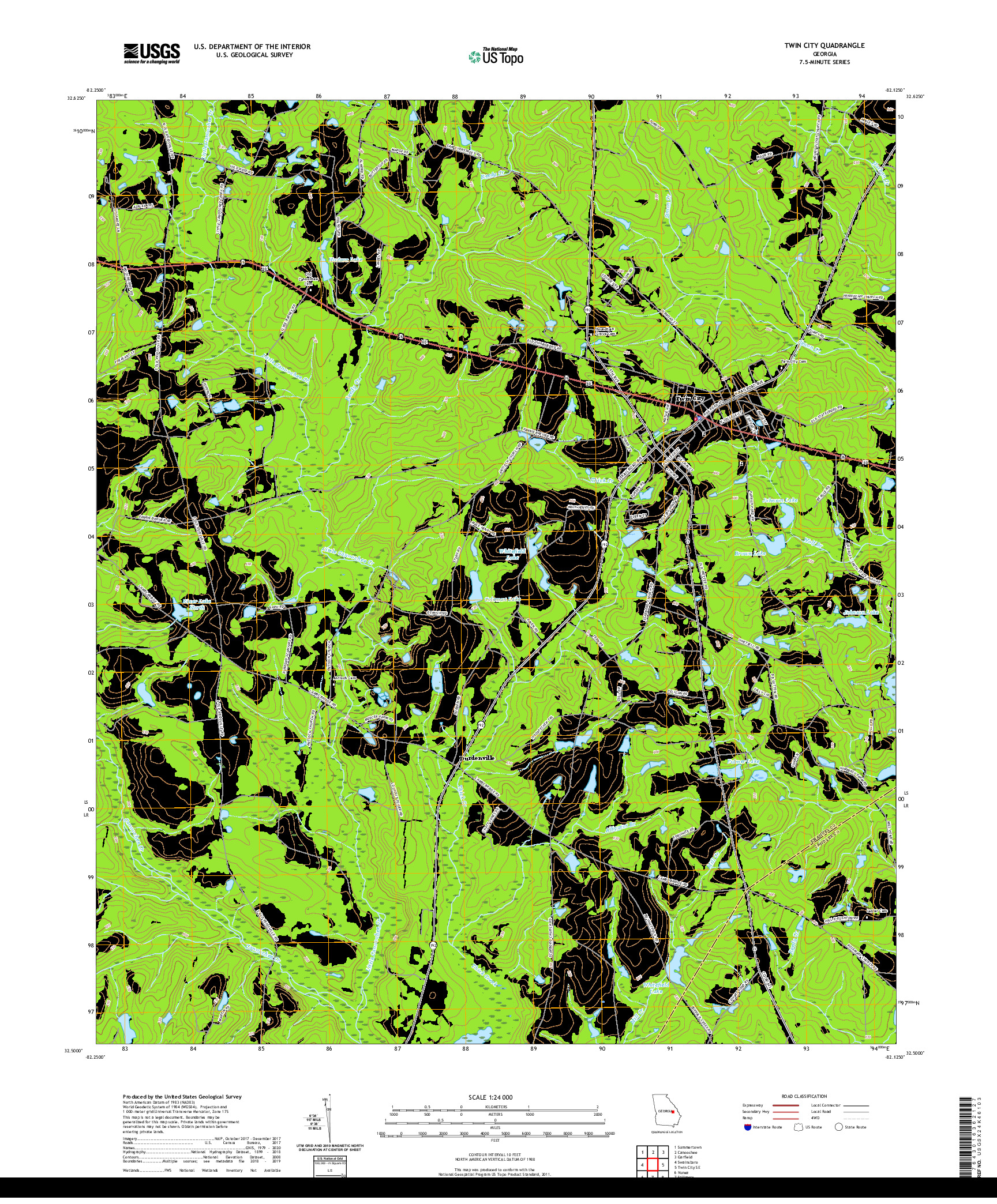 USGS US TOPO 7.5-MINUTE MAP FOR TWIN CITY, GA 2020