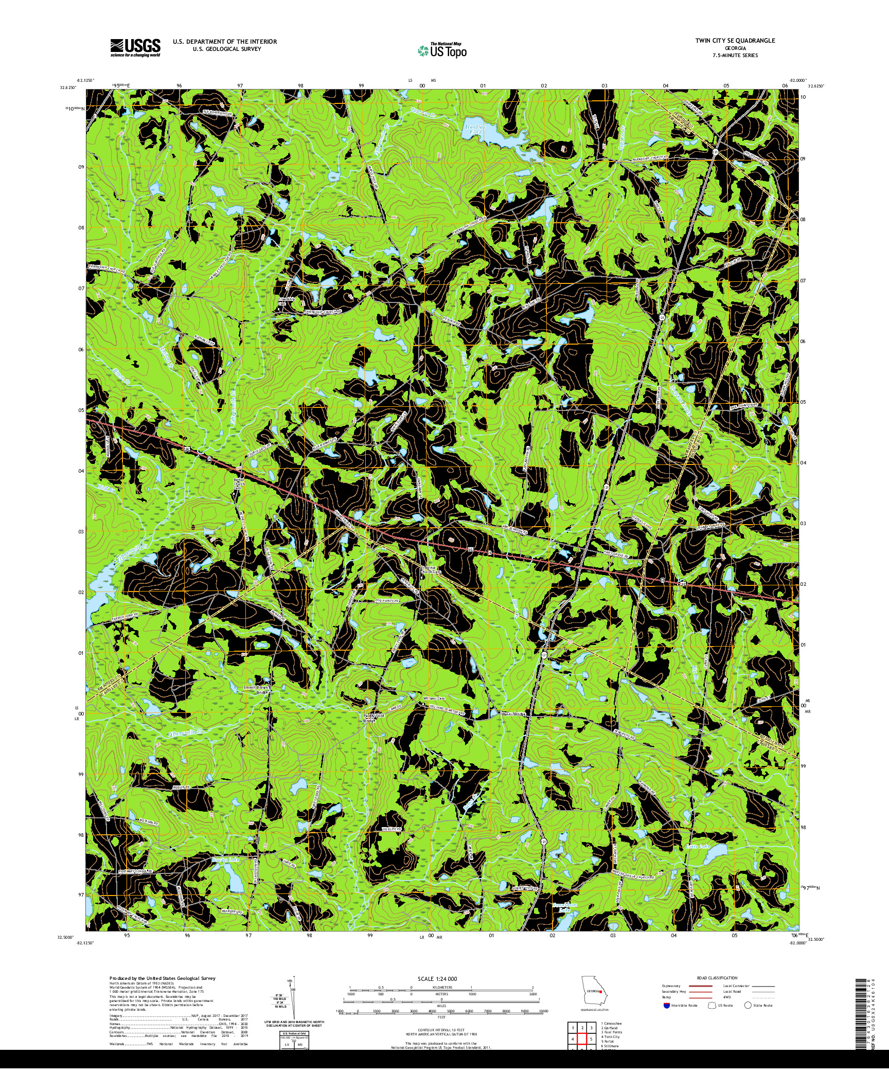 USGS US TOPO 7.5-MINUTE MAP FOR TWIN CITY SE, GA 2020