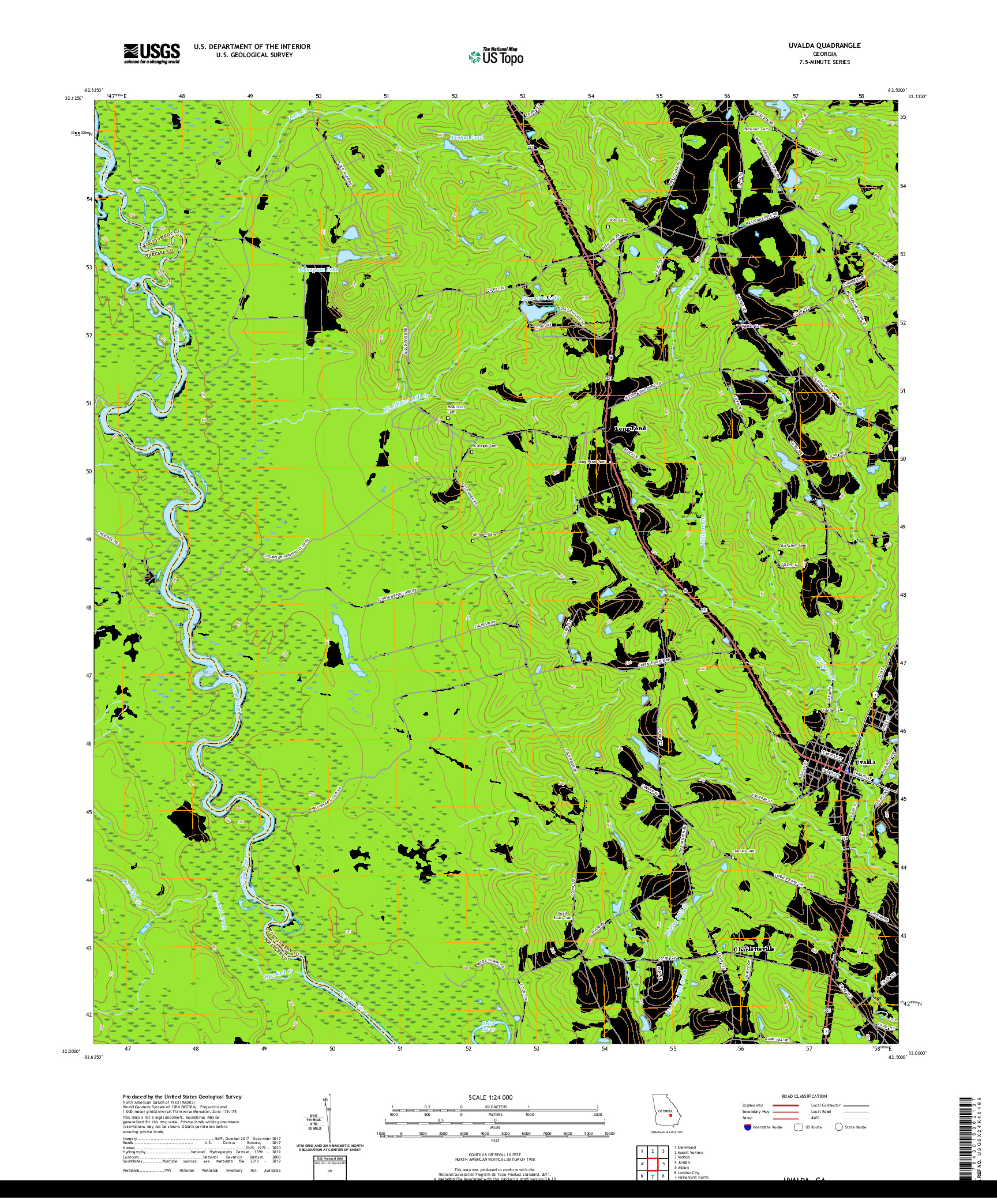 USGS US TOPO 7.5-MINUTE MAP FOR UVALDA, GA 2020