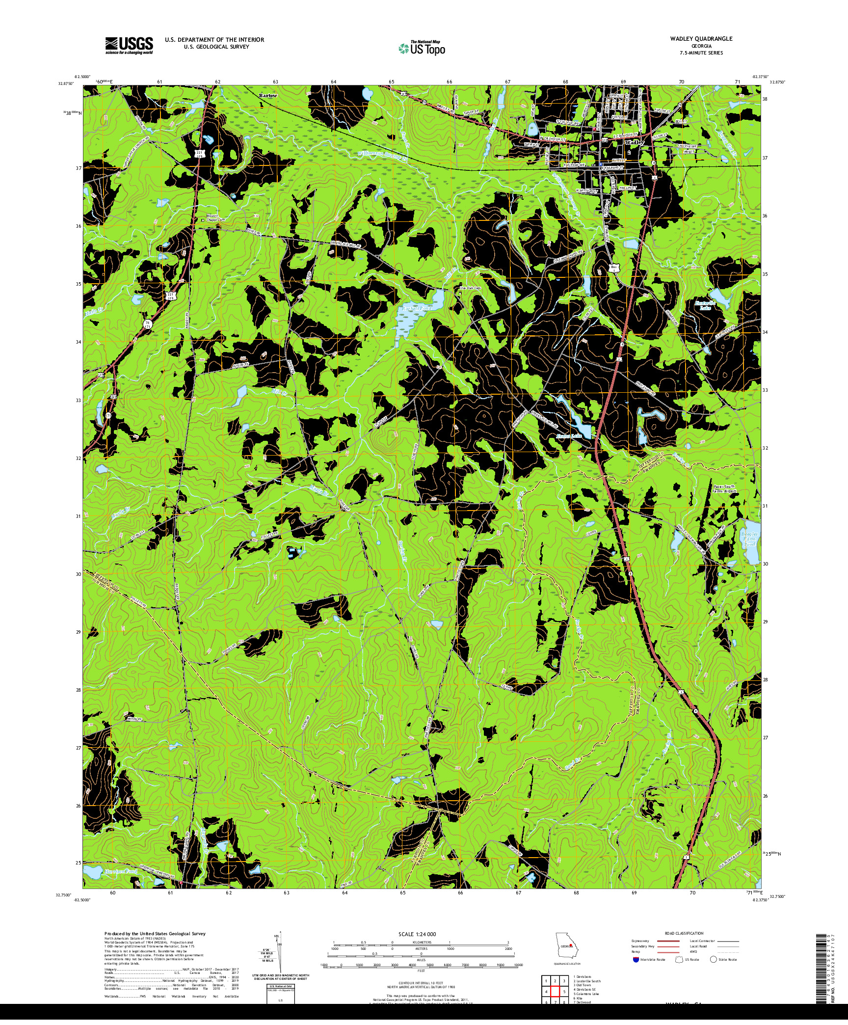 USGS US TOPO 7.5-MINUTE MAP FOR WADLEY, GA 2020