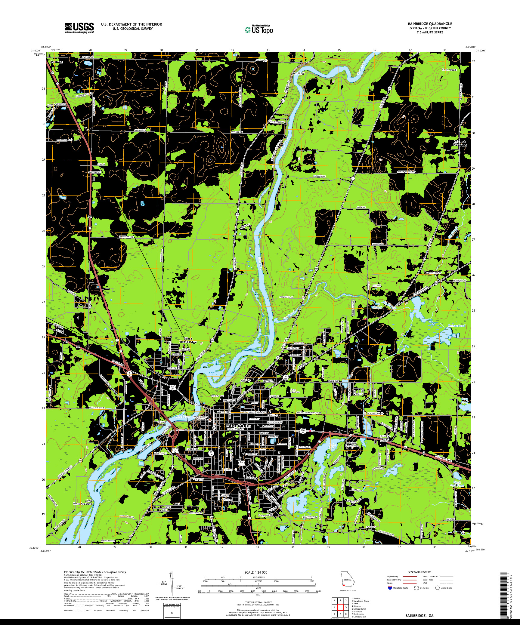 USGS US TOPO 7.5-MINUTE MAP FOR BAINBRIDGE, GA 2020