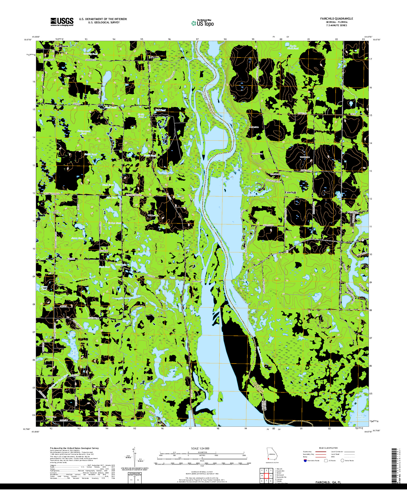 USGS US TOPO 7.5-MINUTE MAP FOR FAIRCHILD, GA,FL 2020