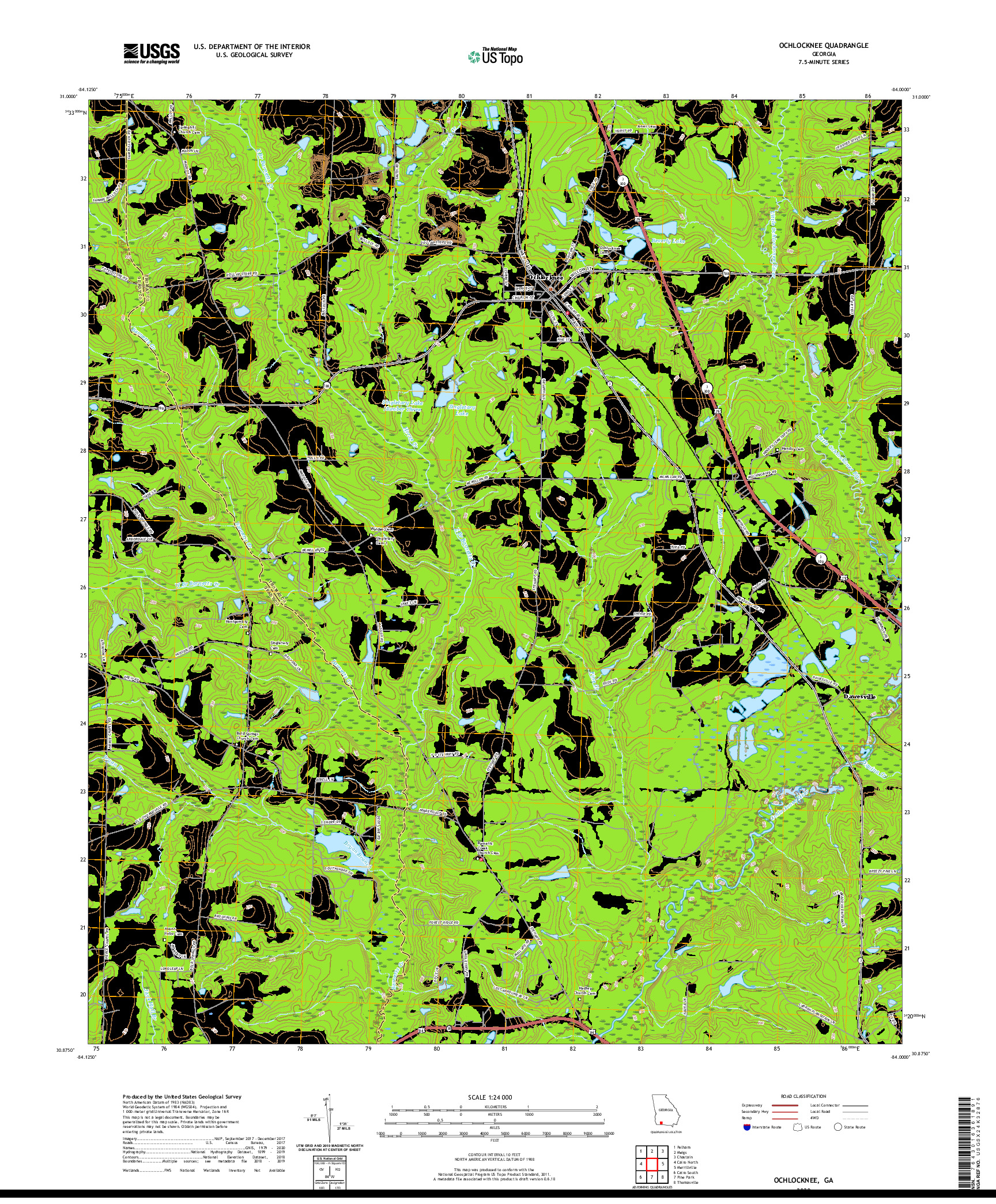 USGS US TOPO 7.5-MINUTE MAP FOR OCHLOCKNEE, GA 2020