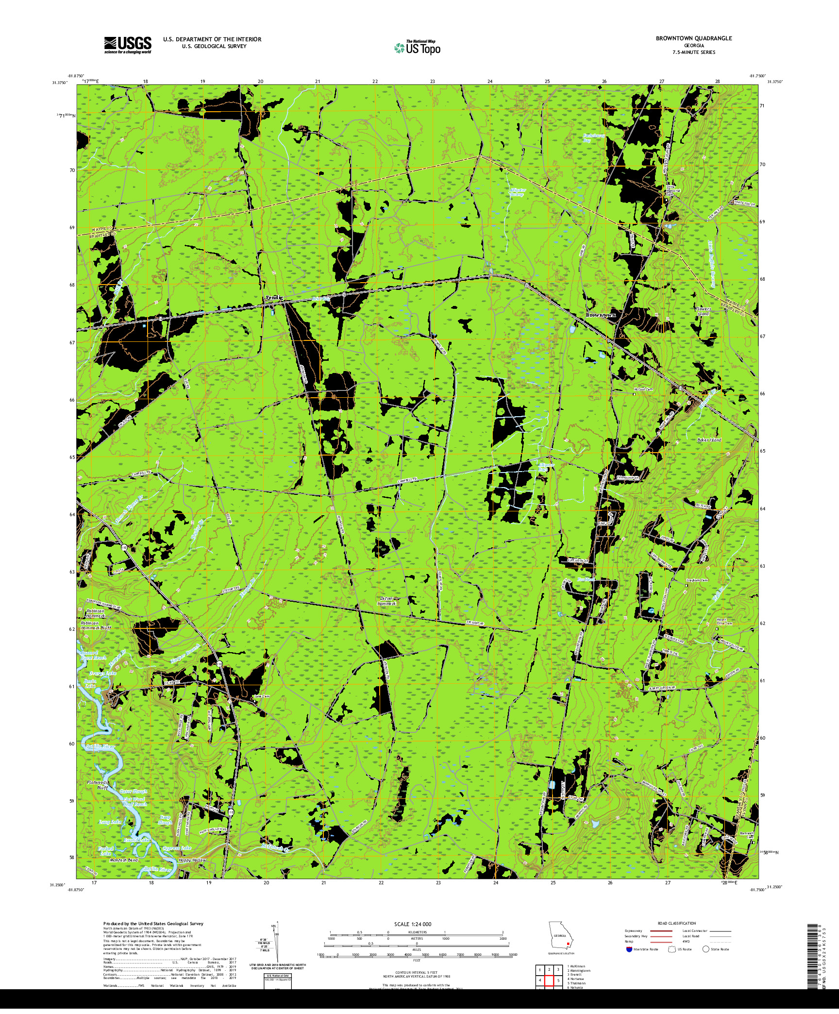 USGS US TOPO 7.5-MINUTE MAP FOR BROWNTOWN, GA 2020