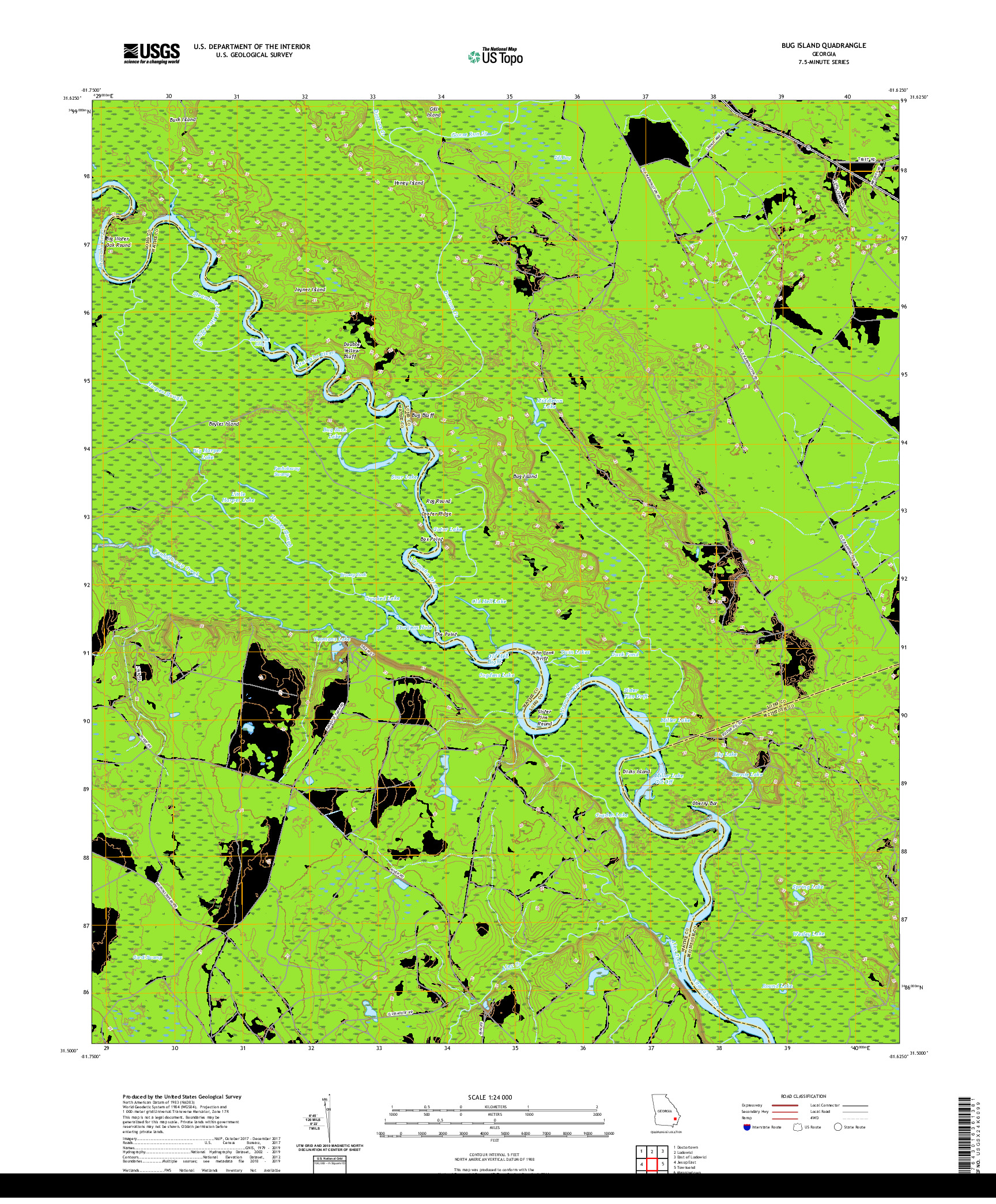 USGS US TOPO 7.5-MINUTE MAP FOR BUG ISLAND, GA 2020
