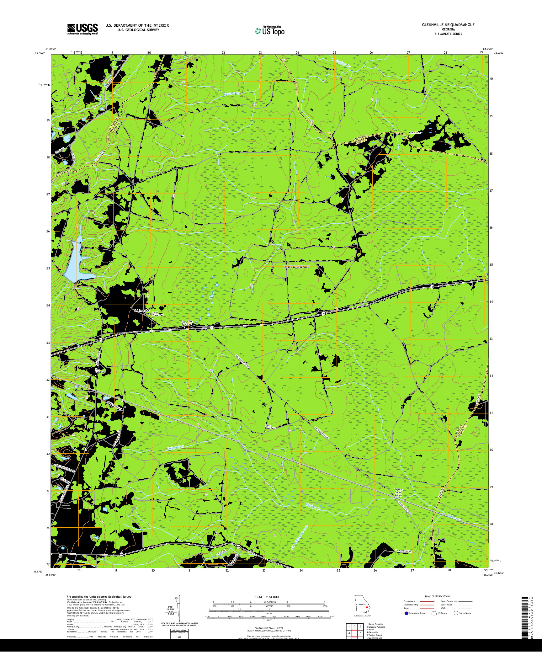 USGS US TOPO 7.5-MINUTE MAP FOR GLENNVILLE NE, GA 2020