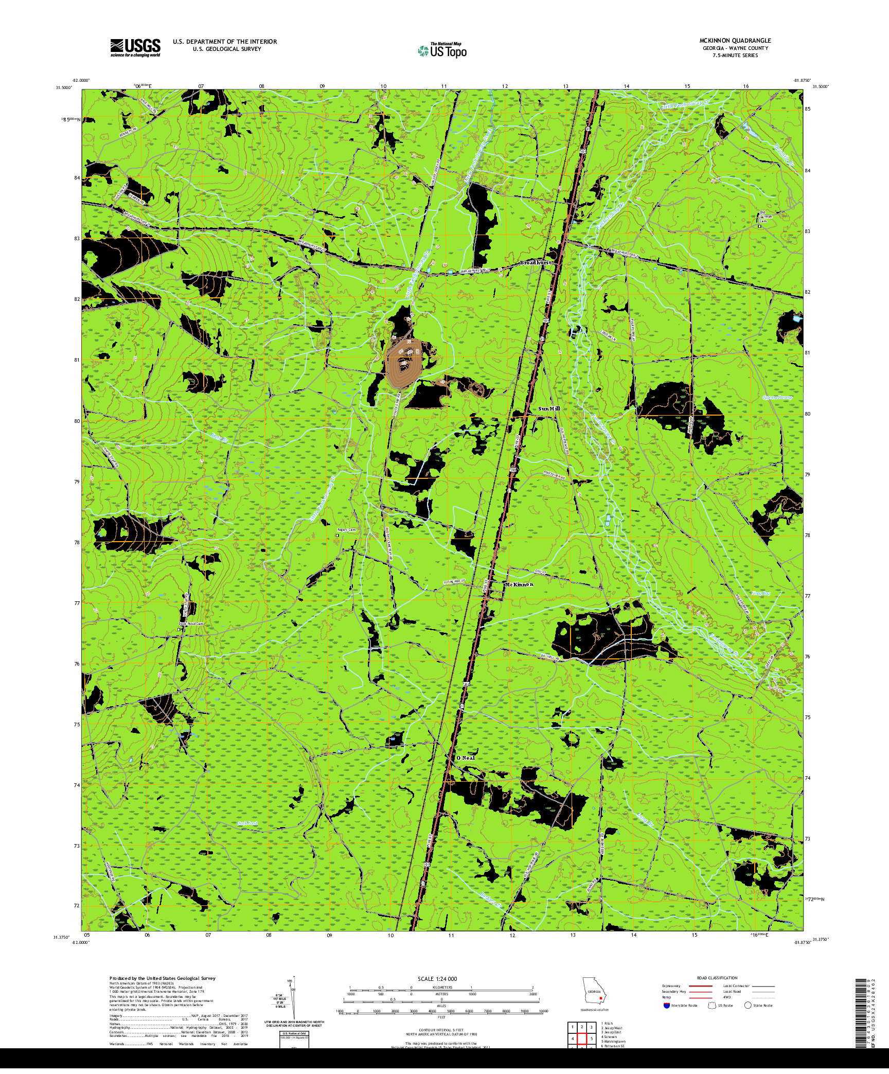 USGS US TOPO 7.5-MINUTE MAP FOR MCKINNON, GA 2020