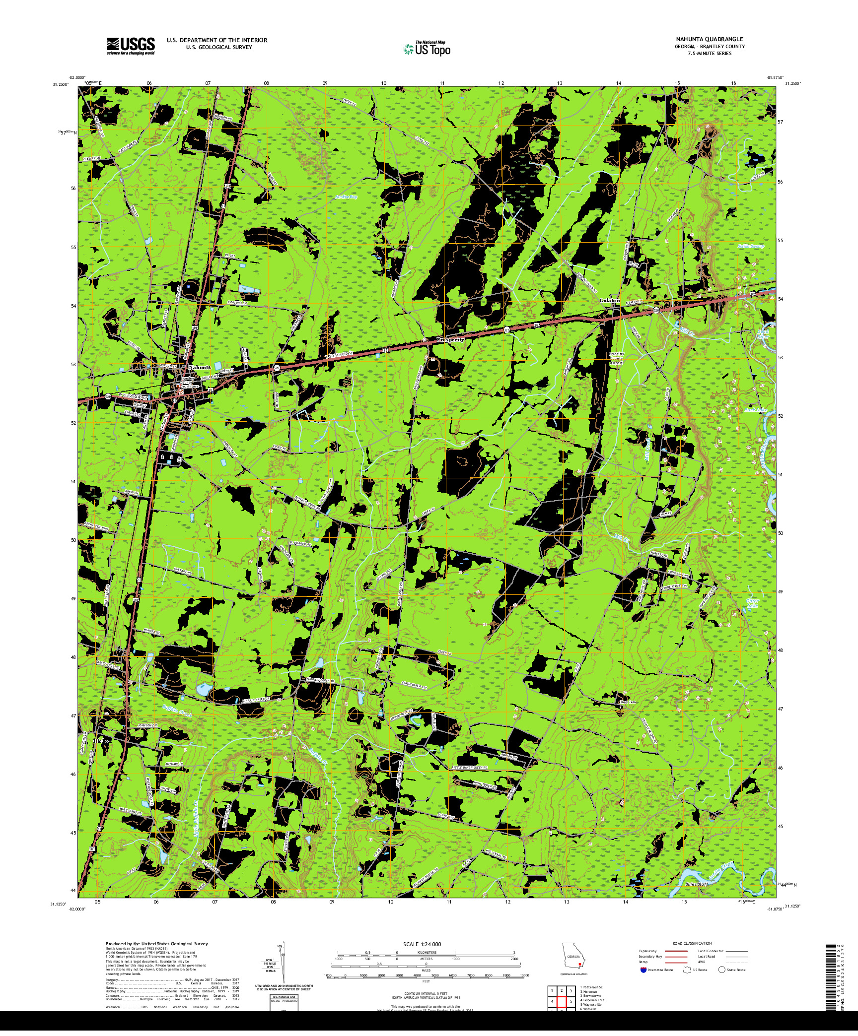 USGS US TOPO 7.5-MINUTE MAP FOR NAHUNTA, GA 2020