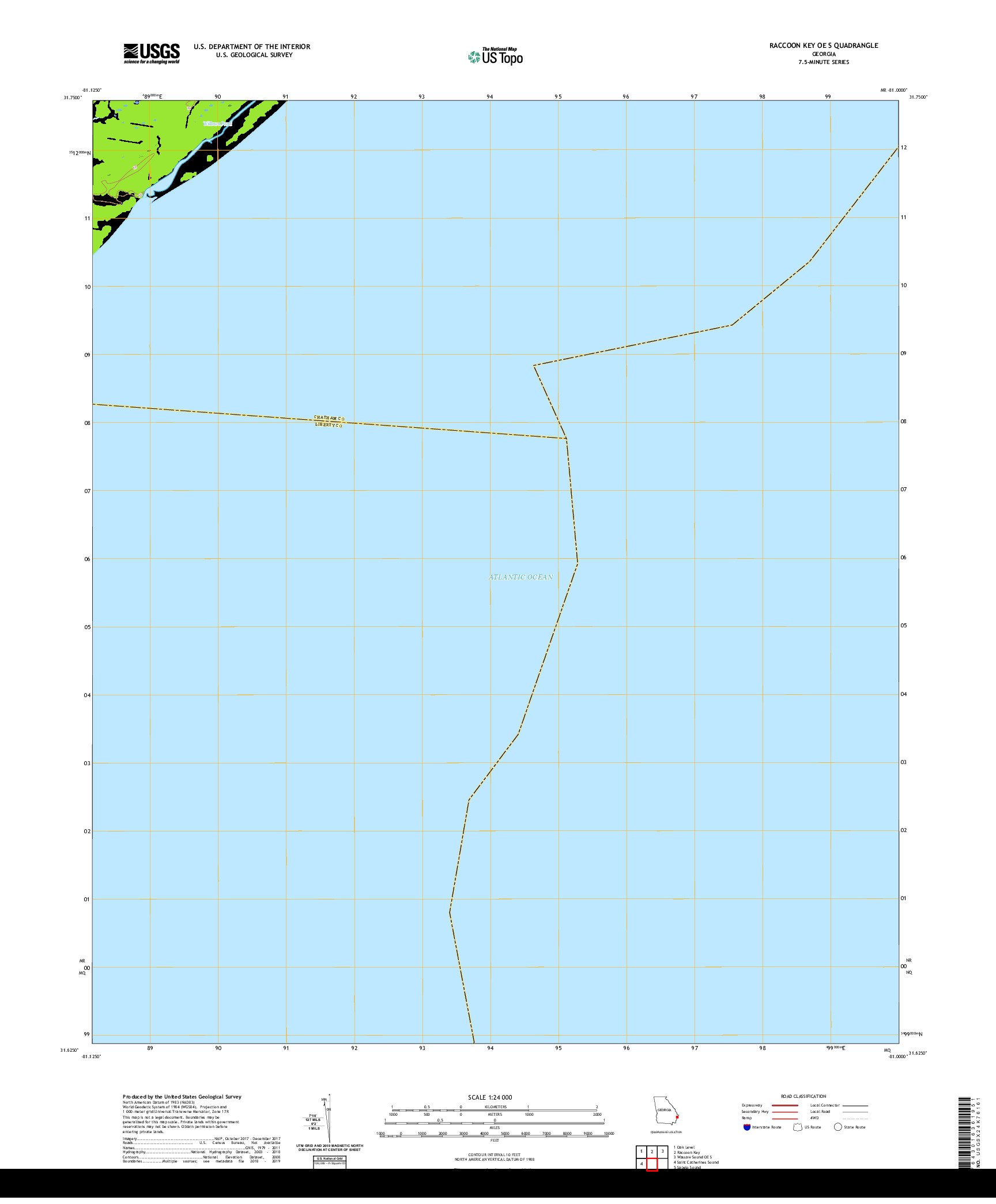 USGS US TOPO 7.5-MINUTE MAP FOR RACCOON KEY OE S, GA 2020