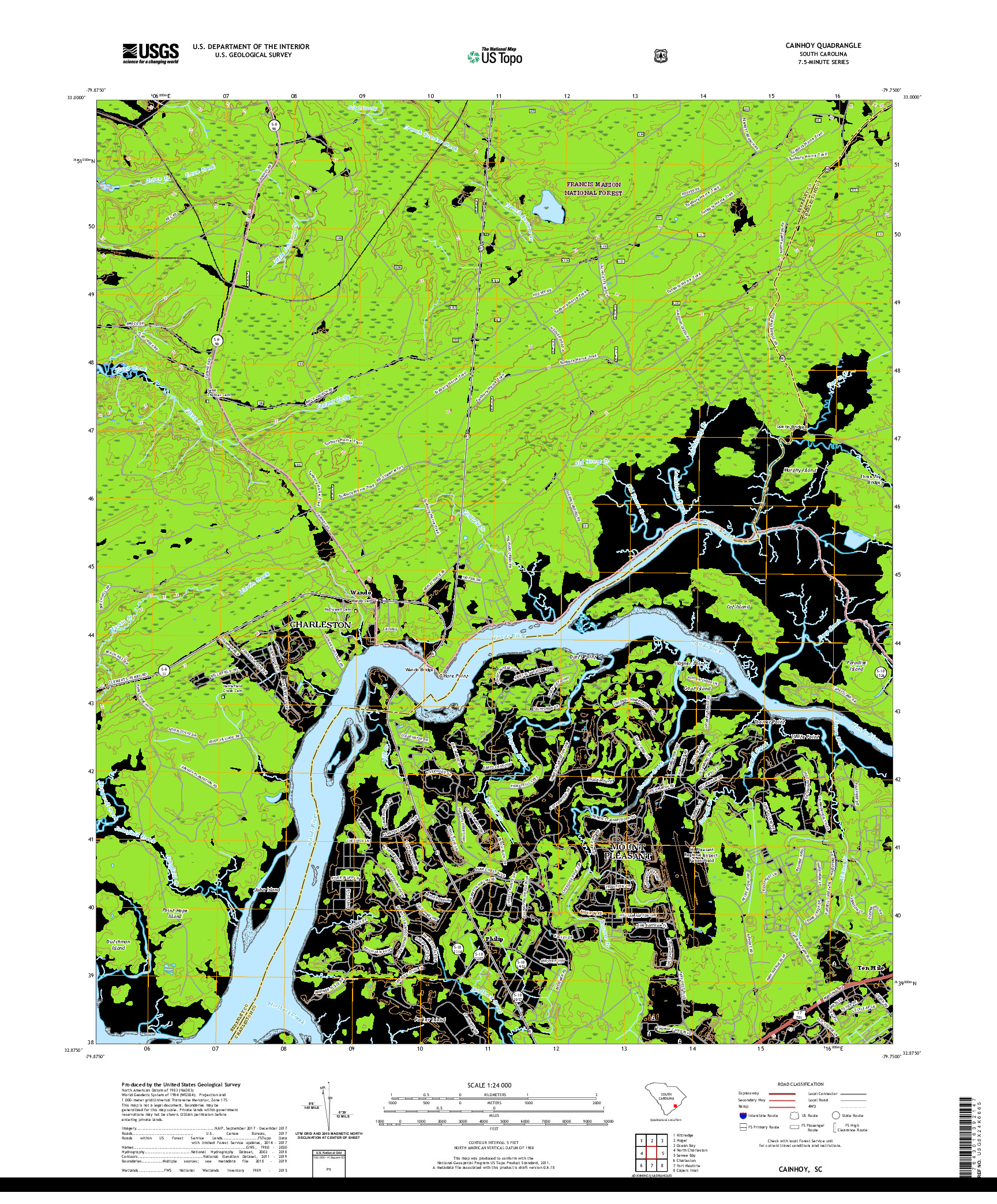 USGS US TOPO 7.5-MINUTE MAP FOR CAINHOY, SC 2020