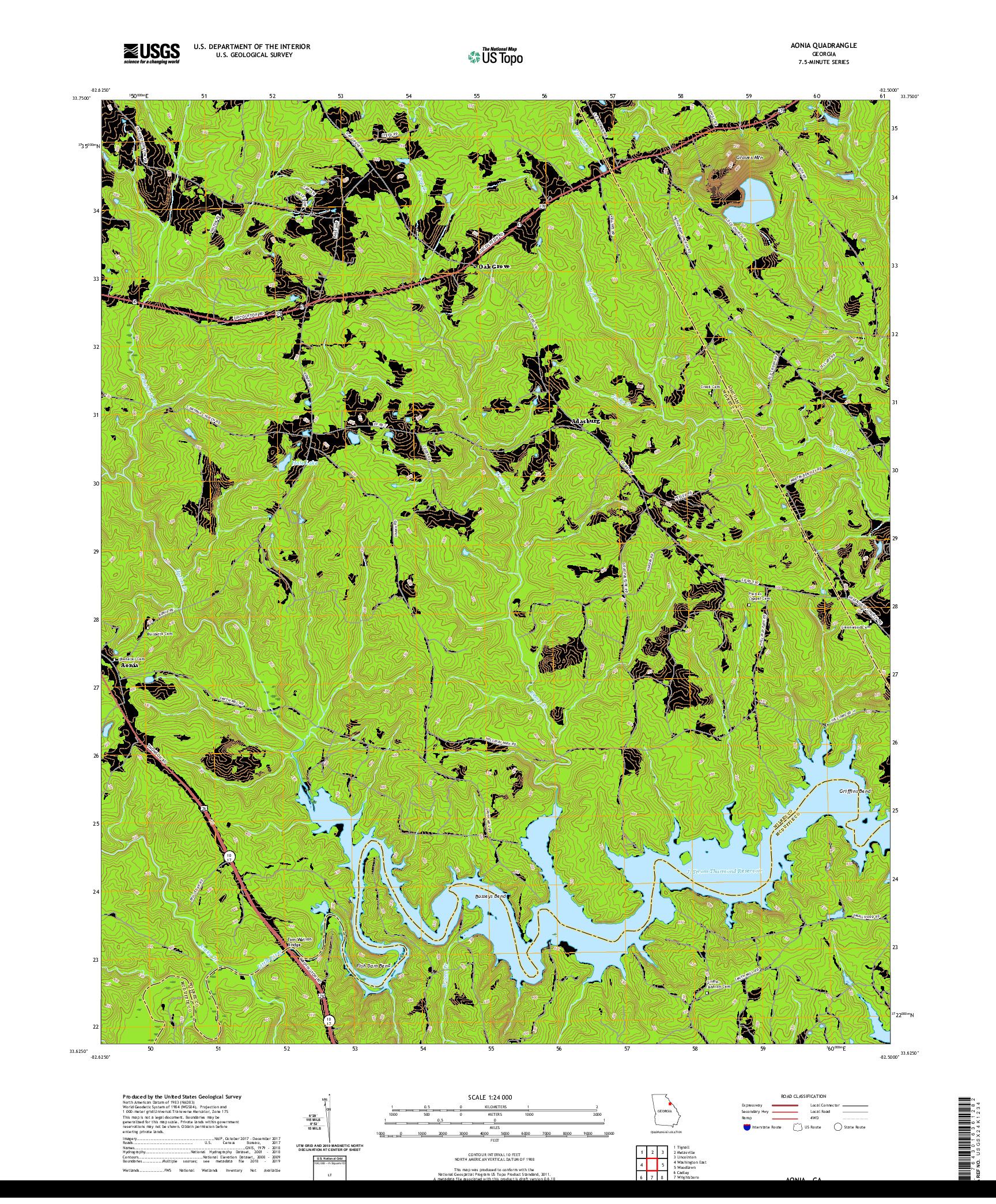 USGS US TOPO 7.5-MINUTE MAP FOR AONIA, GA 2020