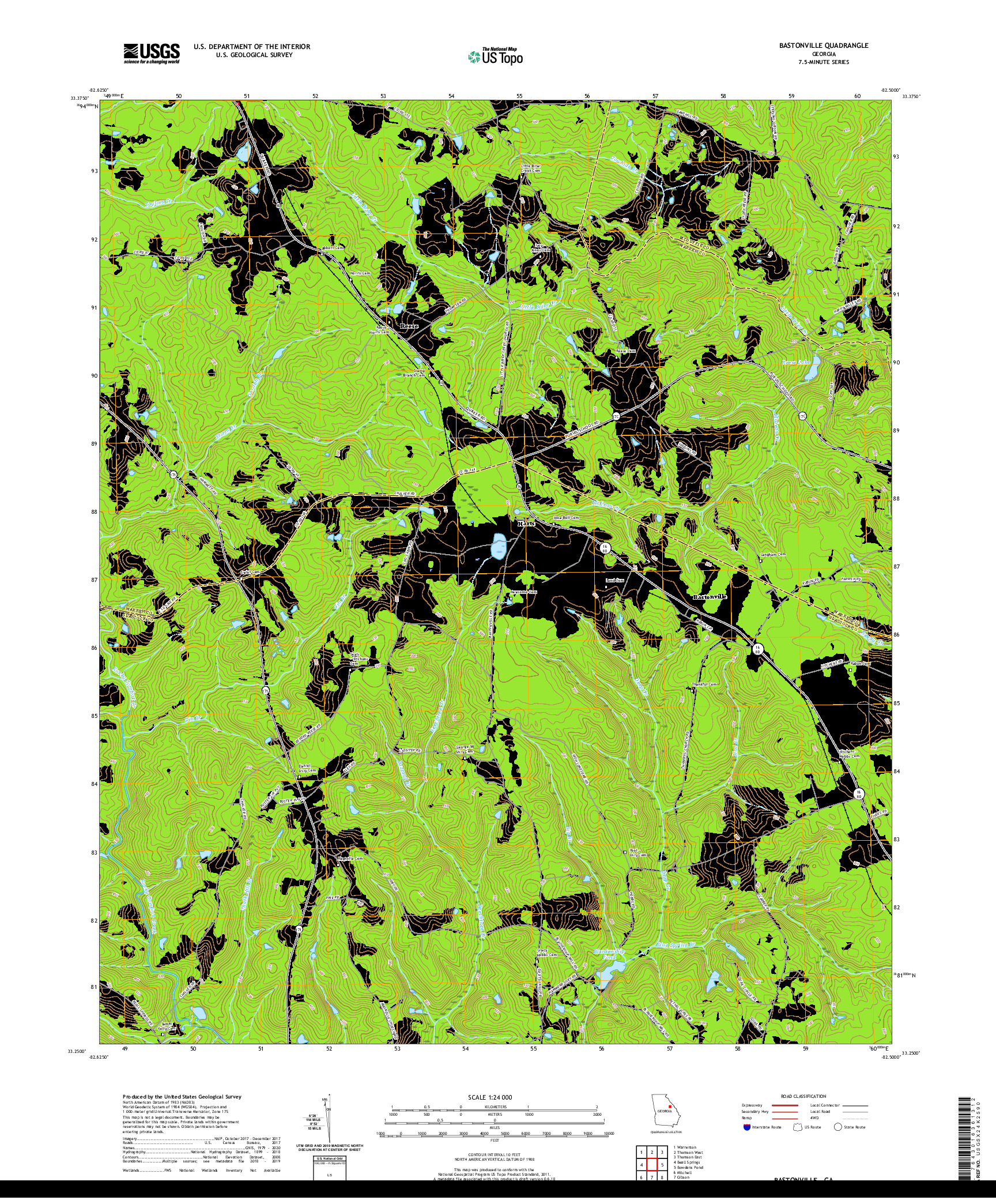 USGS US TOPO 7.5-MINUTE MAP FOR BASTONVILLE, GA 2020