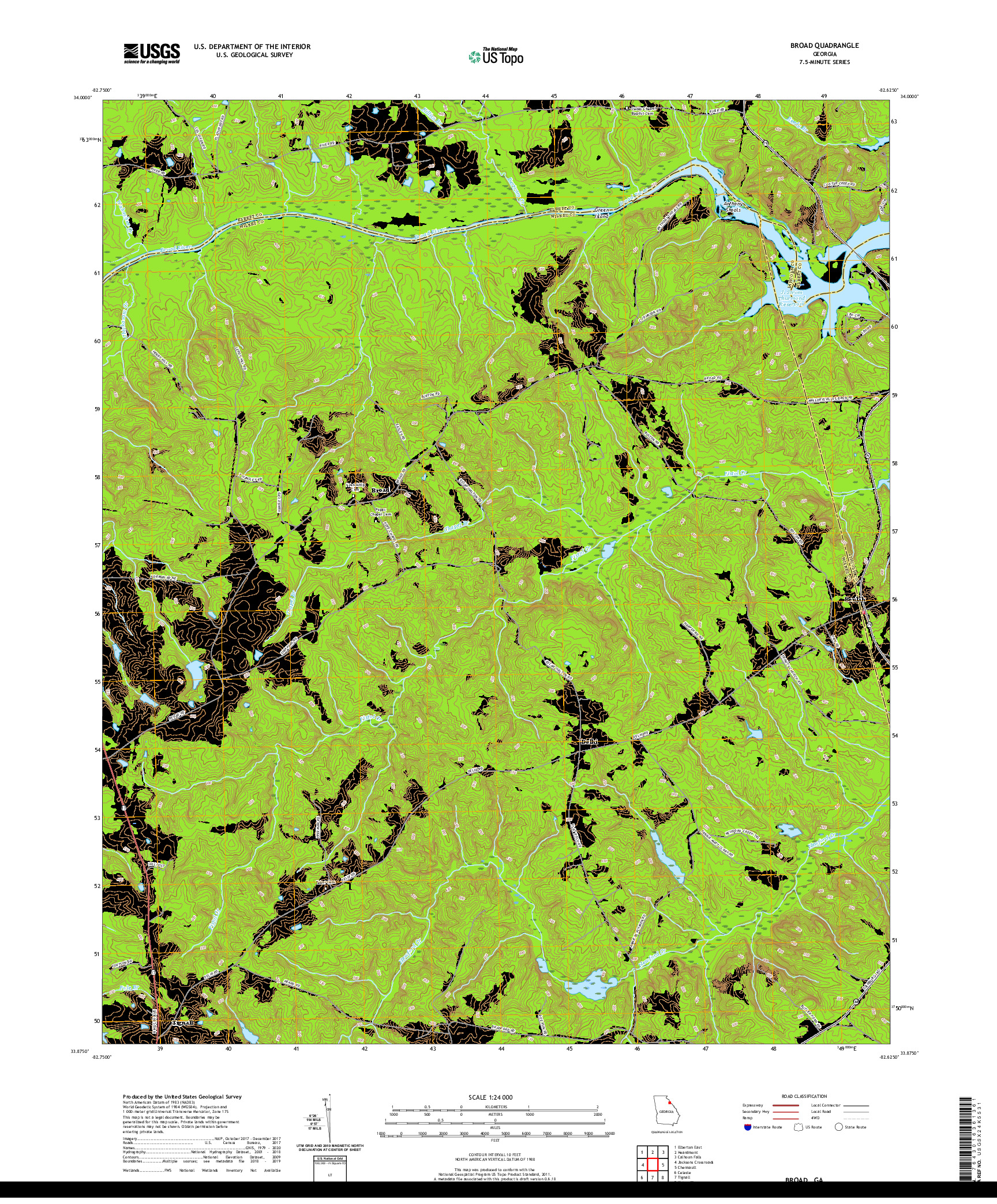 USGS US TOPO 7.5-MINUTE MAP FOR BROAD, GA 2020