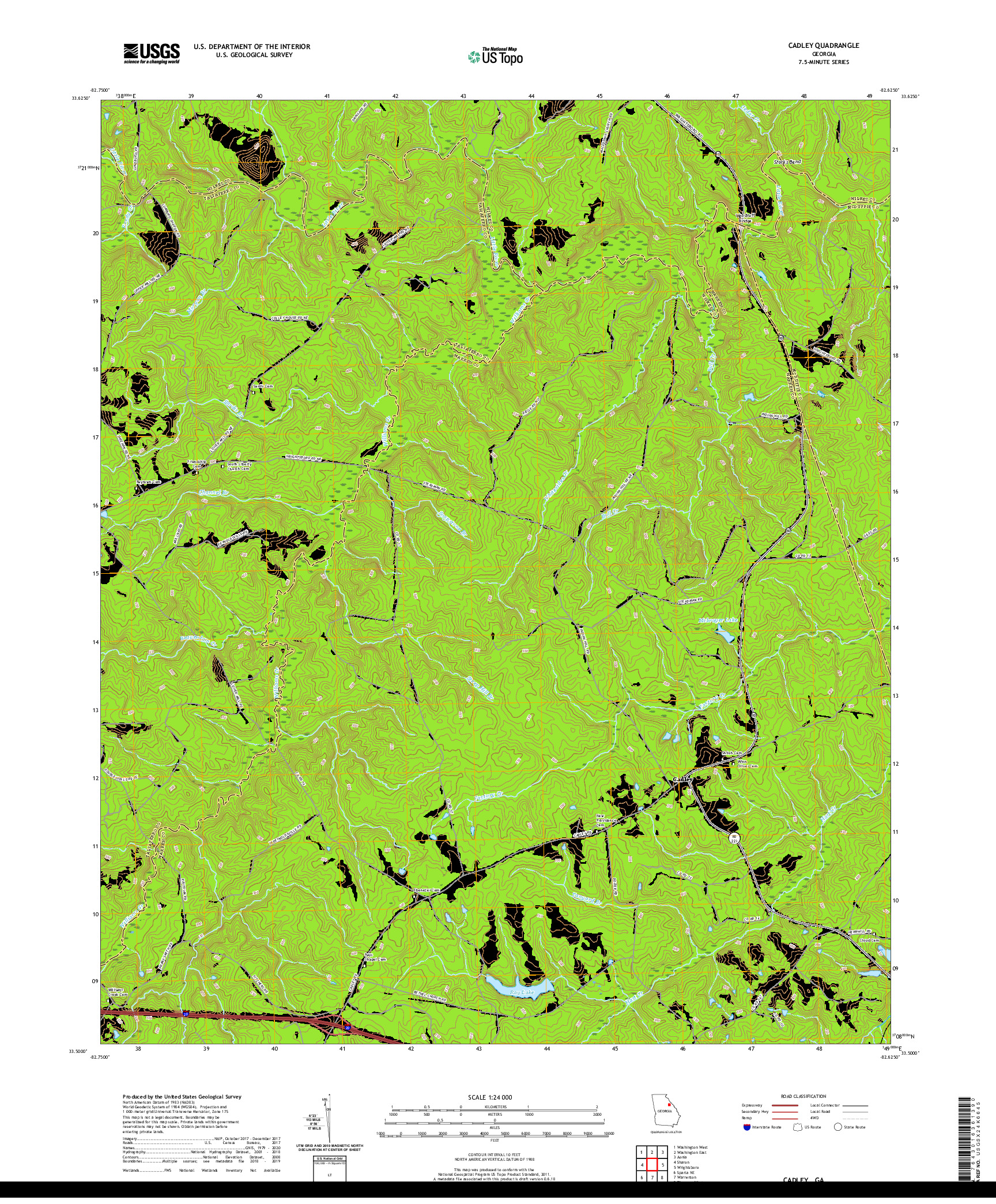 USGS US TOPO 7.5-MINUTE MAP FOR CADLEY, GA 2020