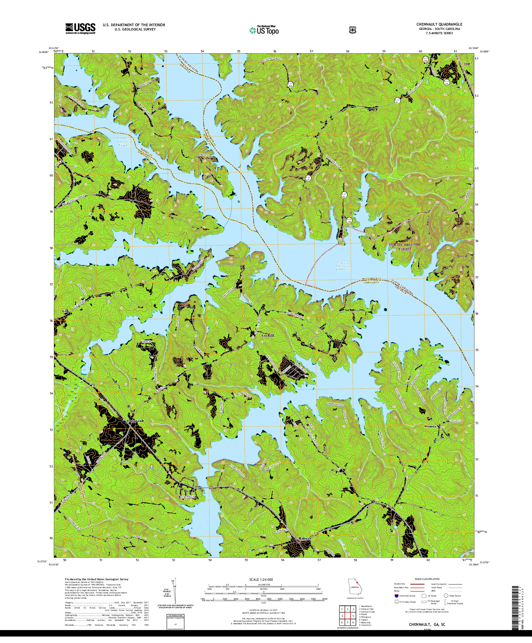 USGS US TOPO 7.5-MINUTE MAP FOR CHENNAULT, GA,SC 2020