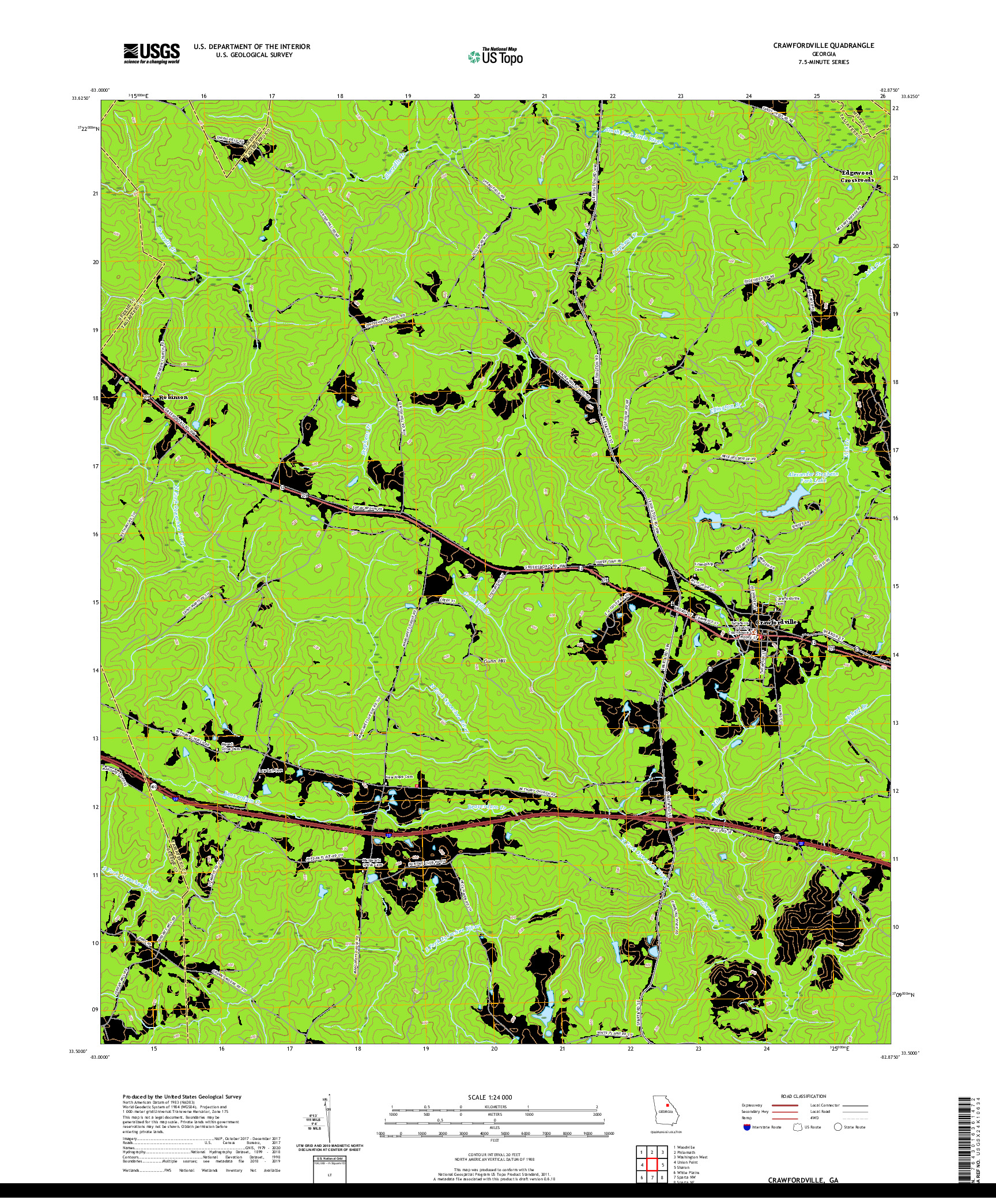 USGS US TOPO 7.5-MINUTE MAP FOR CRAWFORDVILLE, GA 2020