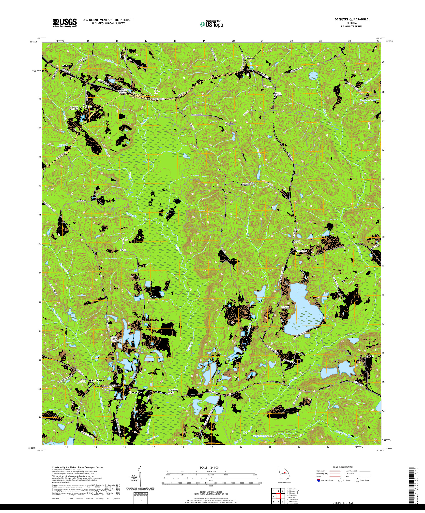 USGS US TOPO 7.5-MINUTE MAP FOR DEEPSTEP, GA 2020
