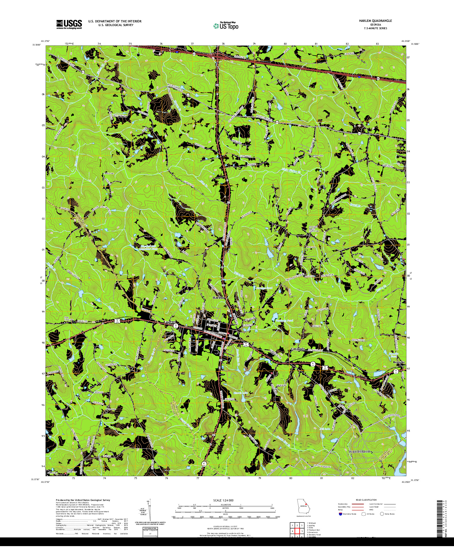 USGS US TOPO 7.5-MINUTE MAP FOR HARLEM, GA 2020
