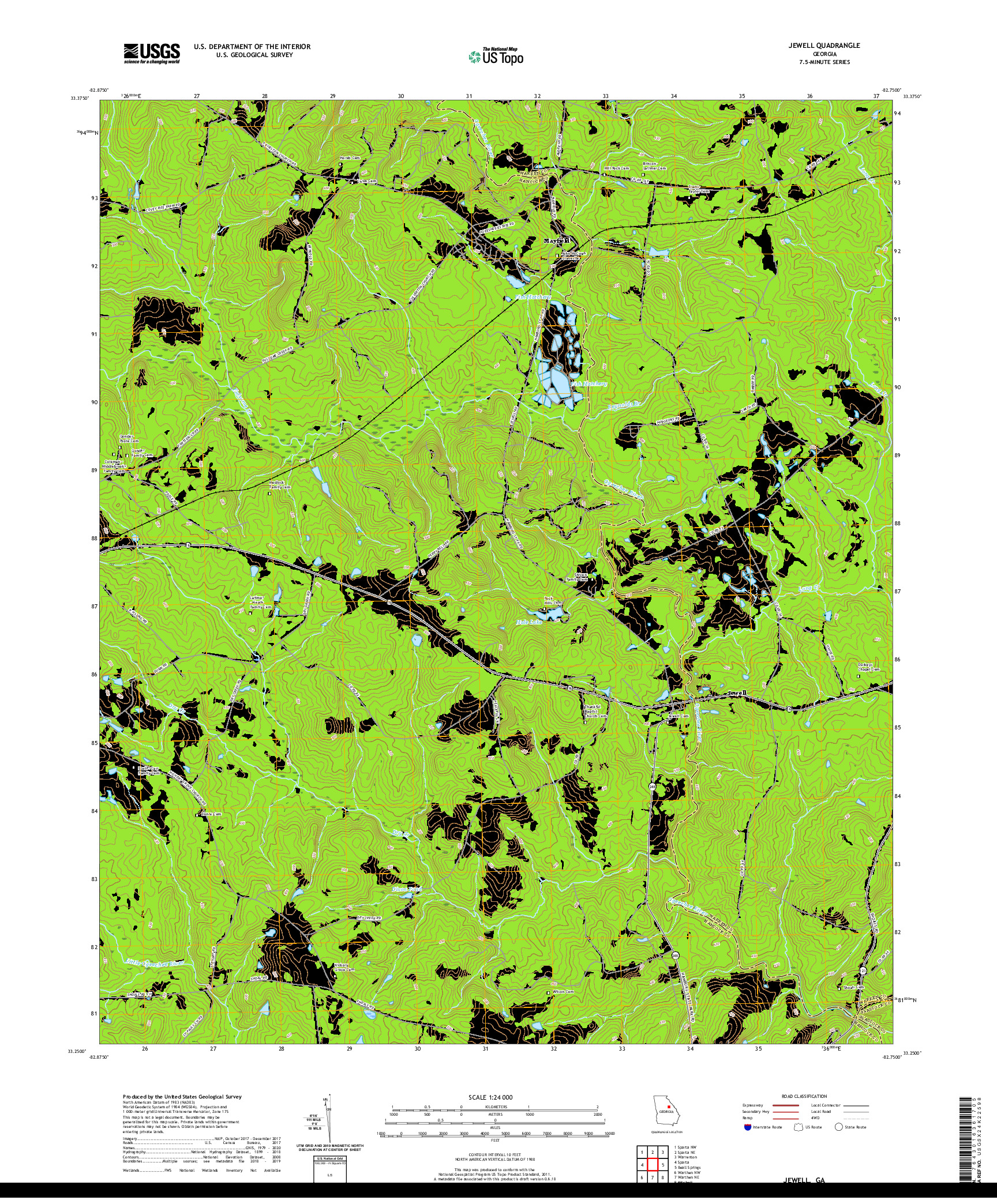 USGS US TOPO 7.5-MINUTE MAP FOR JEWELL, GA 2020