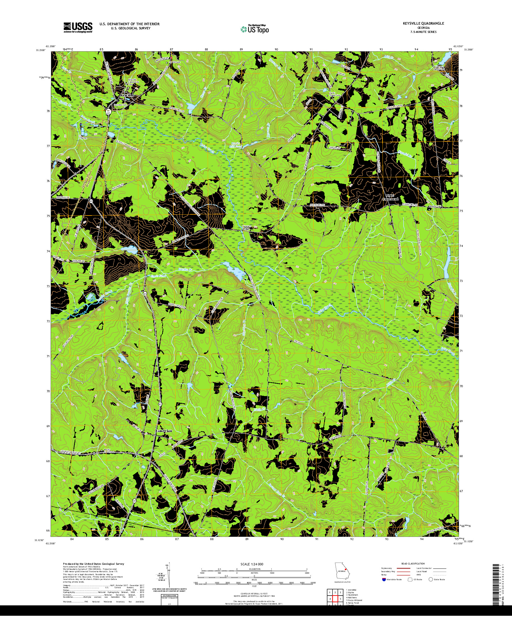 USGS US TOPO 7.5-MINUTE MAP FOR KEYSVILLE, GA 2020