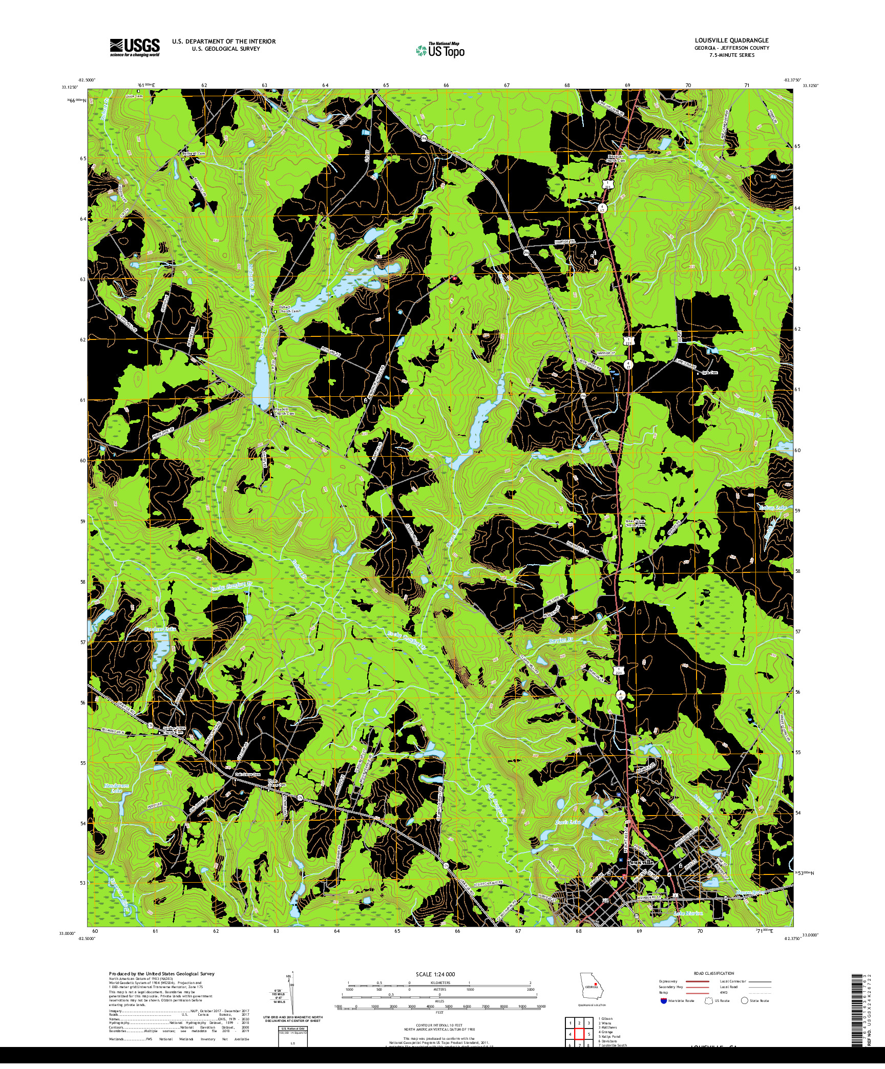 USGS US TOPO 7.5-MINUTE MAP FOR LOUISVILLE, GA 2020