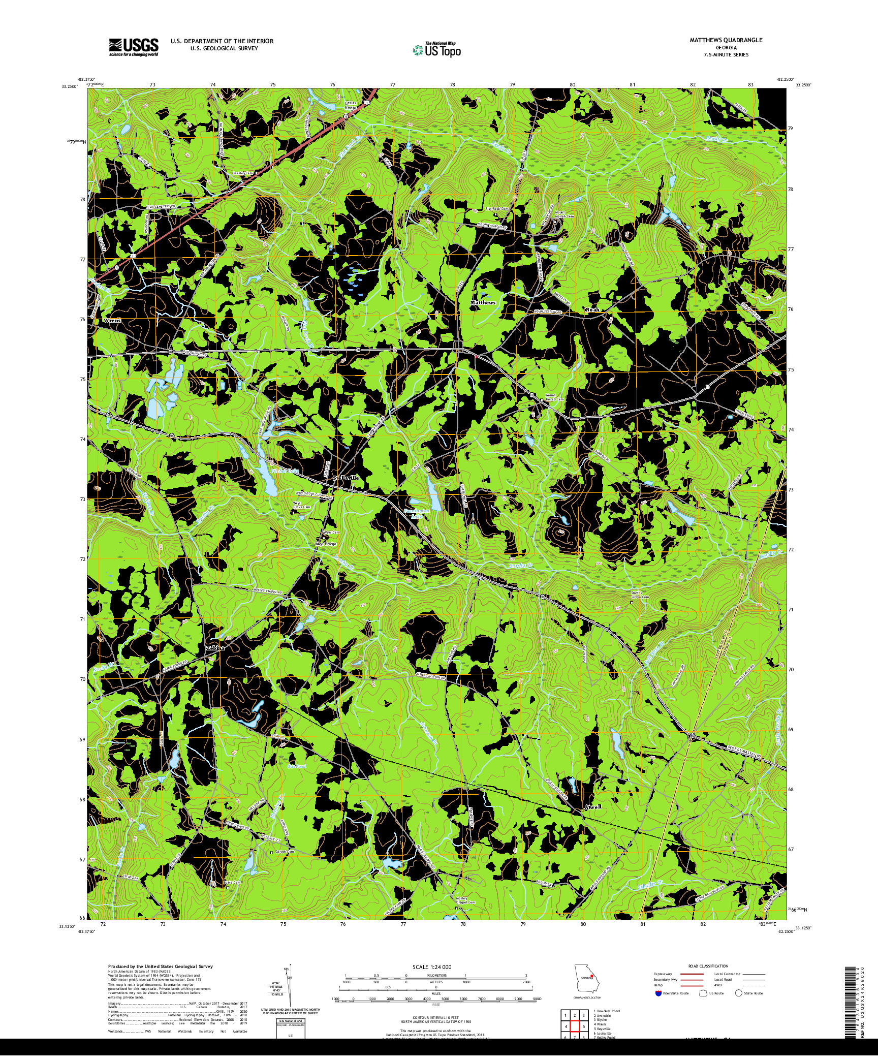 USGS US TOPO 7.5-MINUTE MAP FOR MATTHEWS, GA 2020