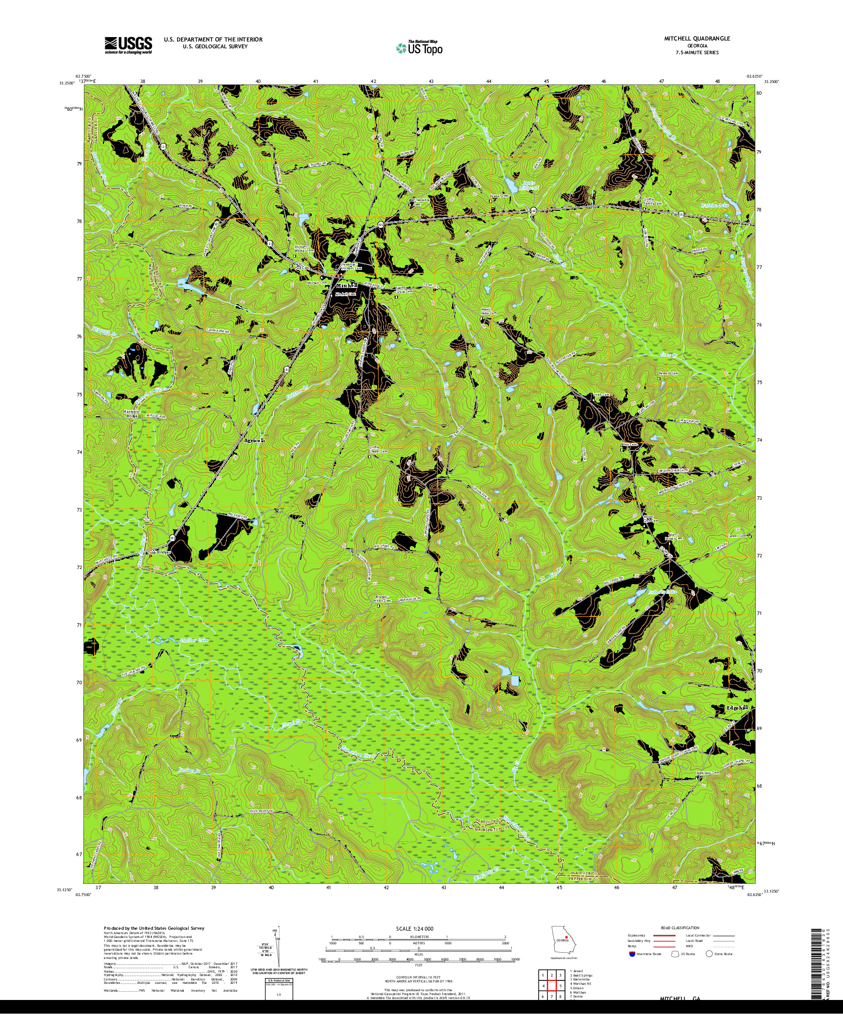 USGS US TOPO 7.5-MINUTE MAP FOR MITCHELL, GA 2020