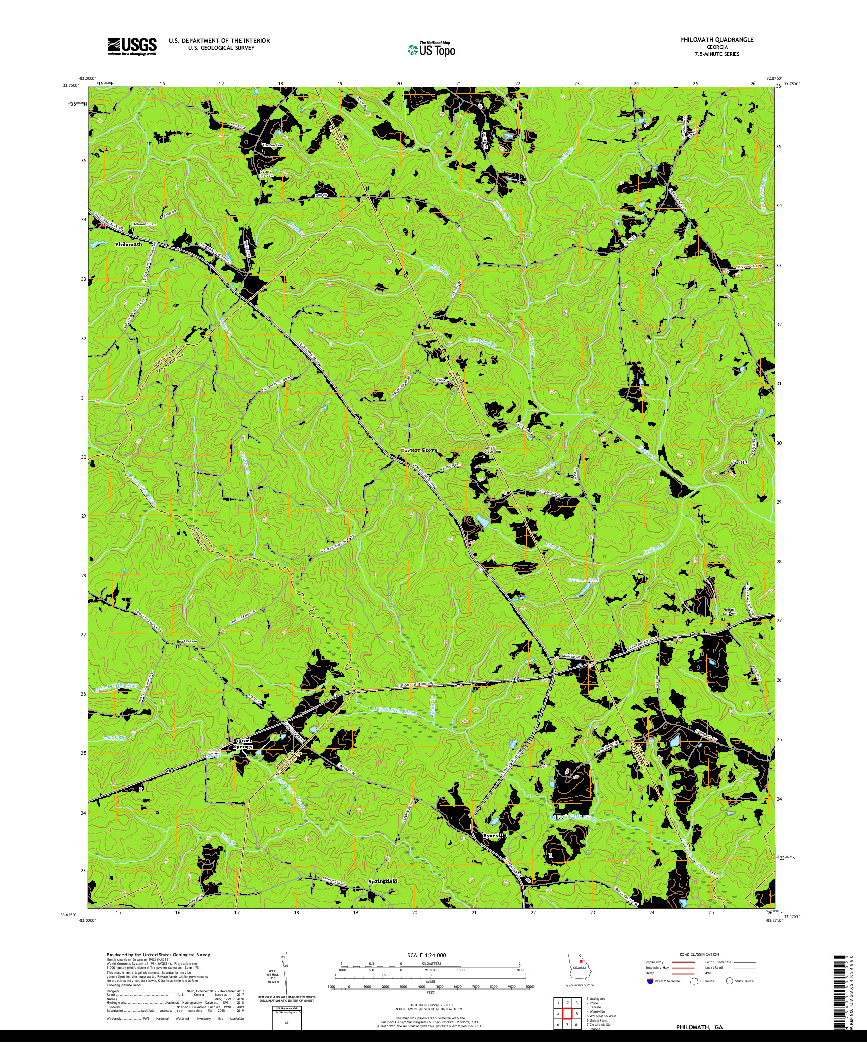USGS US TOPO 7.5-MINUTE MAP FOR PHILOMATH, GA 2020