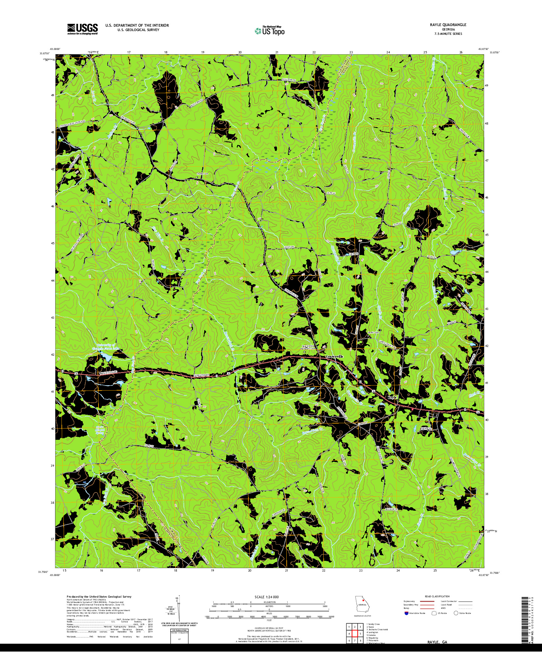 USGS US TOPO 7.5-MINUTE MAP FOR RAYLE, GA 2020