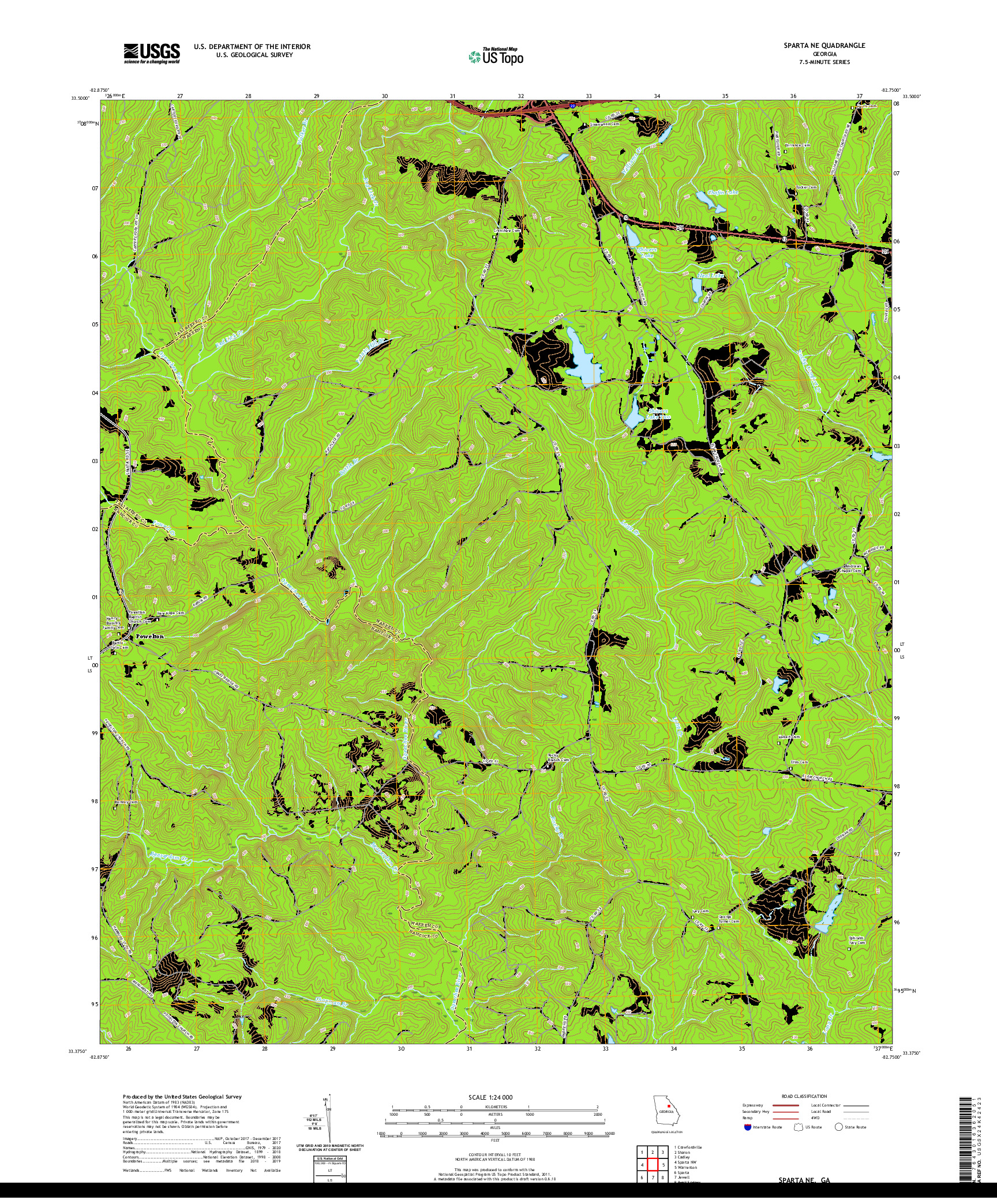 USGS US TOPO 7.5-MINUTE MAP FOR SPARTA NE, GA 2020