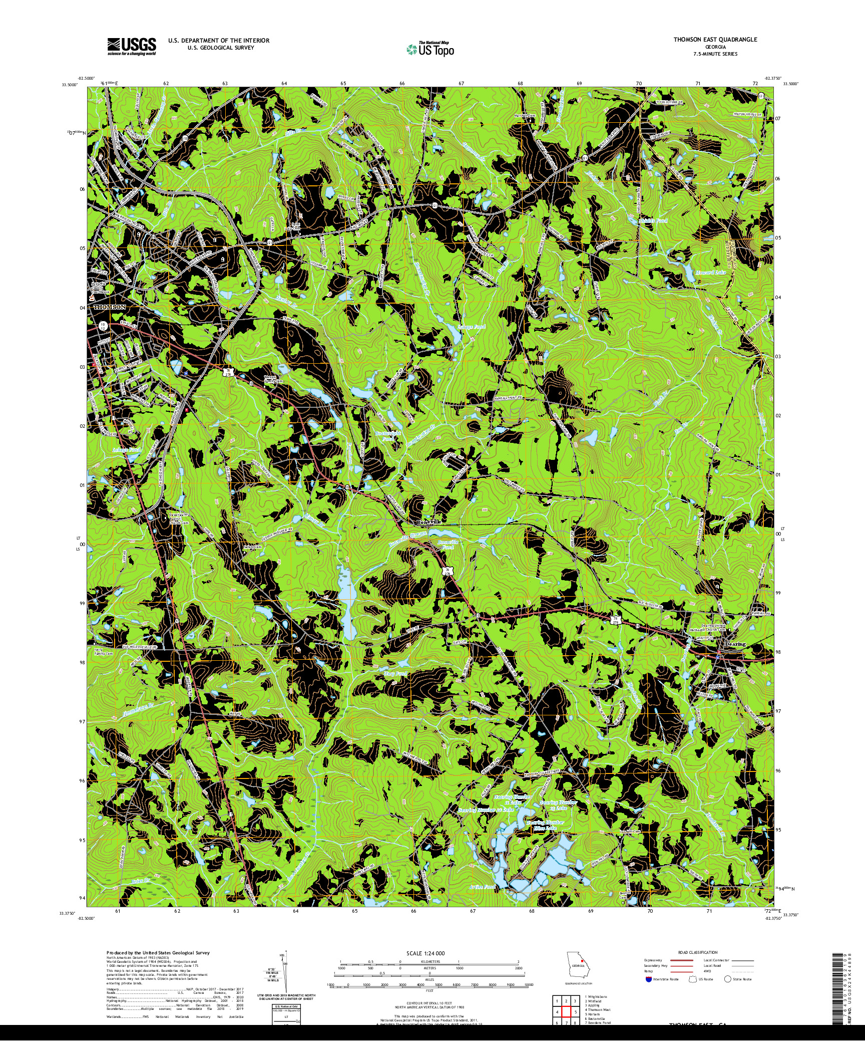USGS US TOPO 7.5-MINUTE MAP FOR THOMSON EAST, GA 2020