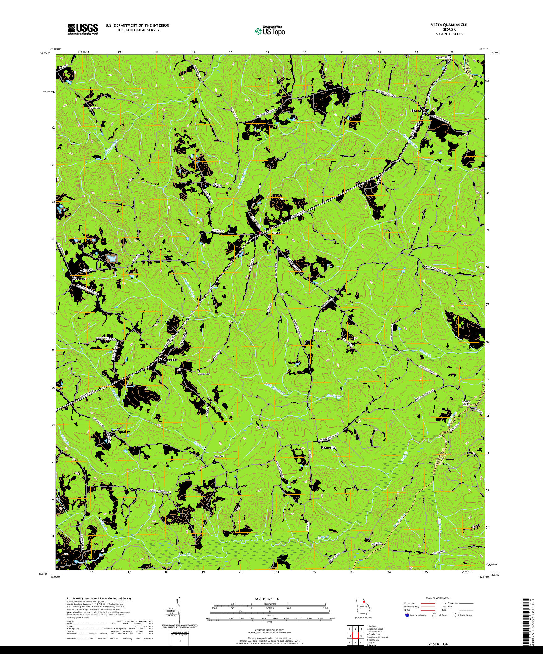 USGS US TOPO 7.5-MINUTE MAP FOR VESTA, GA 2020