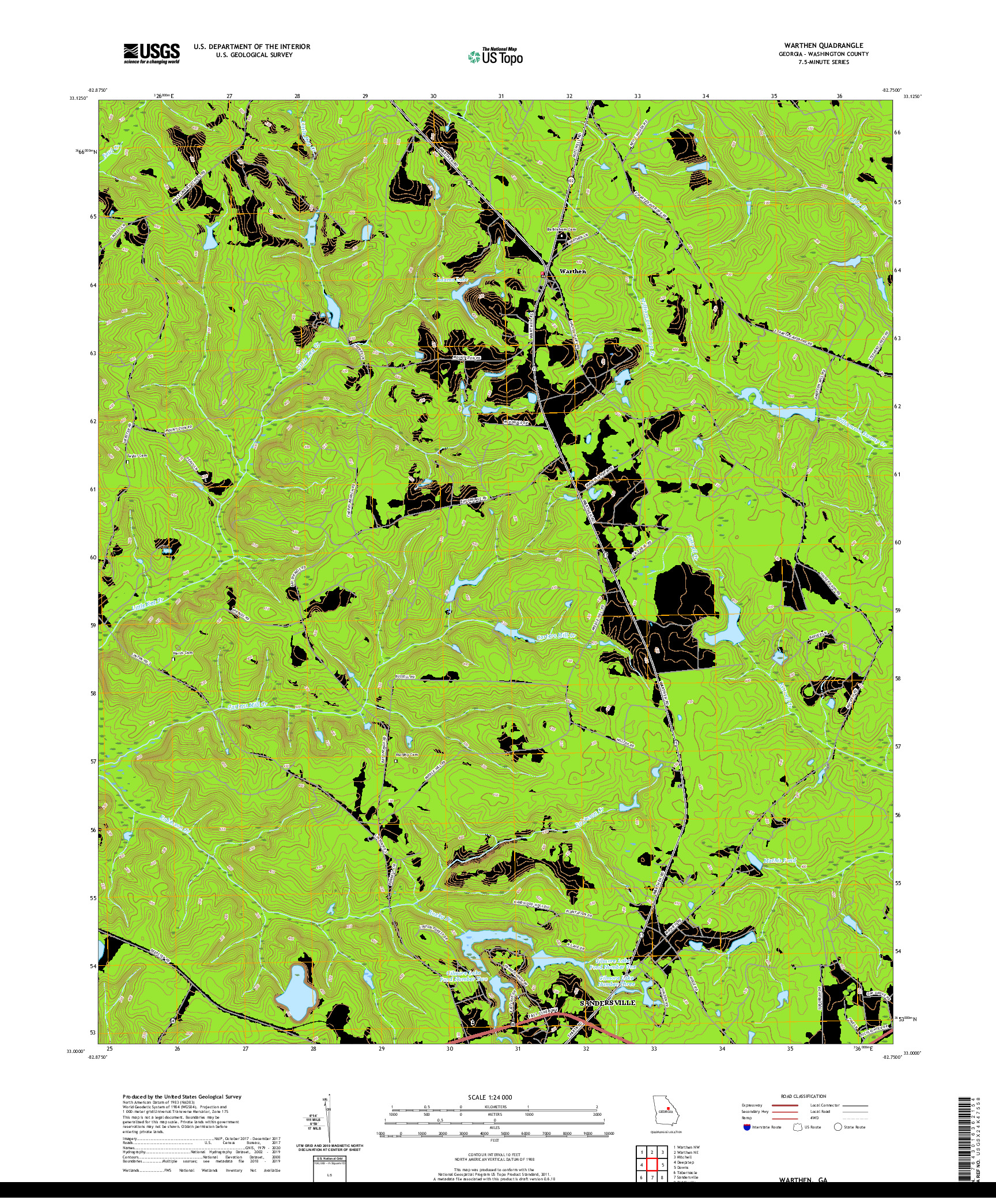 USGS US TOPO 7.5-MINUTE MAP FOR WARTHEN, GA 2020