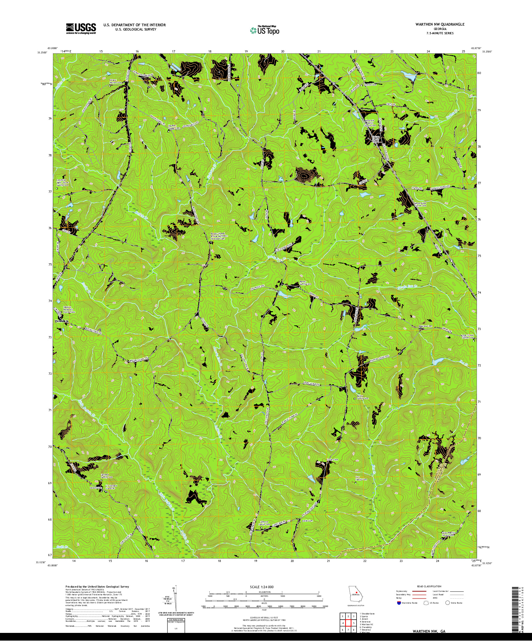 USGS US TOPO 7.5-MINUTE MAP FOR WARTHEN NW, GA 2020