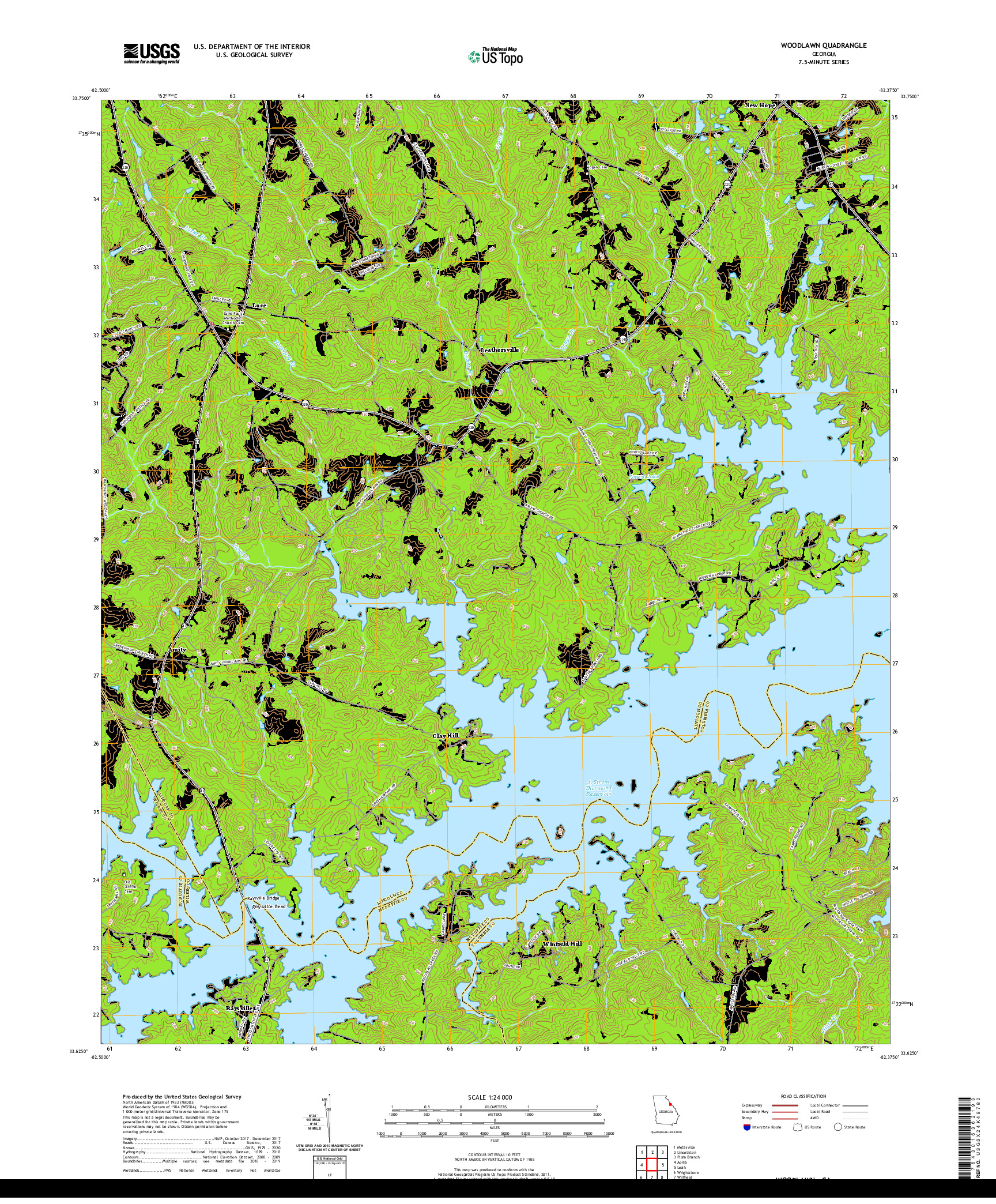 USGS US TOPO 7.5-MINUTE MAP FOR WOODLAWN, GA 2020