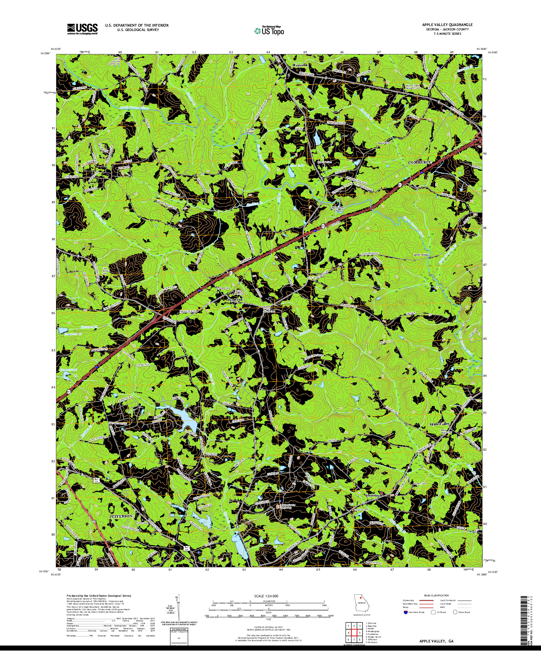 USGS US TOPO 7.5-MINUTE MAP FOR APPLE VALLEY, GA 2020