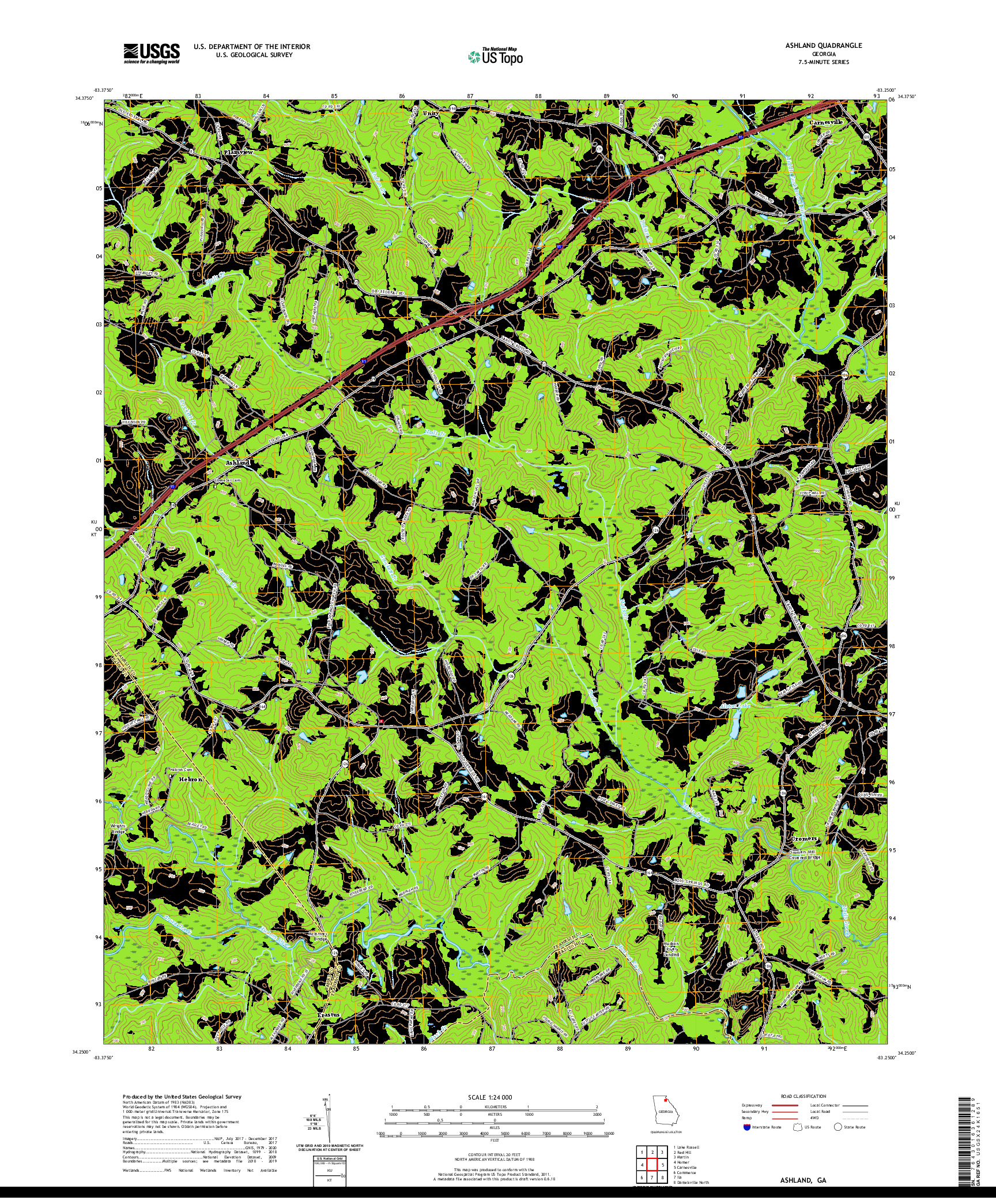 USGS US TOPO 7.5-MINUTE MAP FOR ASHLAND, GA 2020