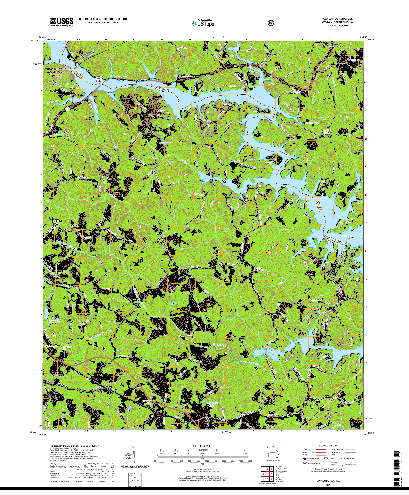 USGS US TOPO 7.5-MINUTE MAP FOR AVALON, GA,SC 2020