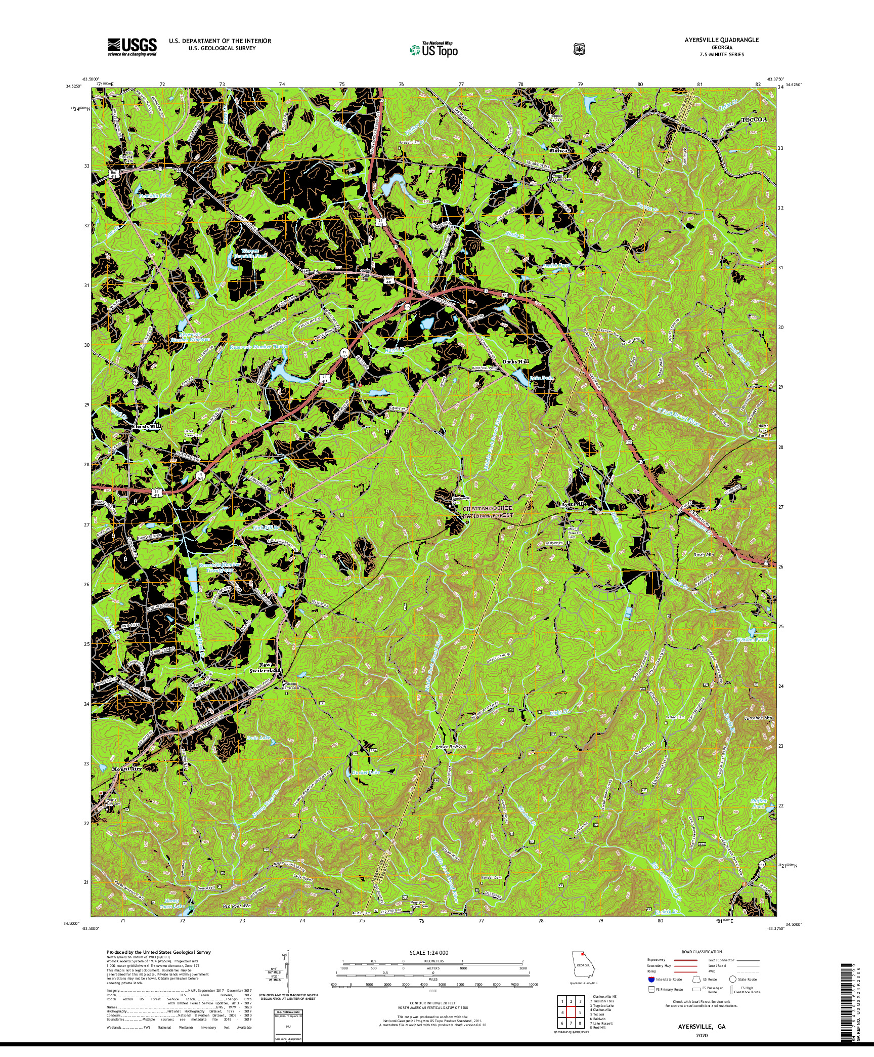 USGS US TOPO 7.5-MINUTE MAP FOR AYERSVILLE, GA 2020