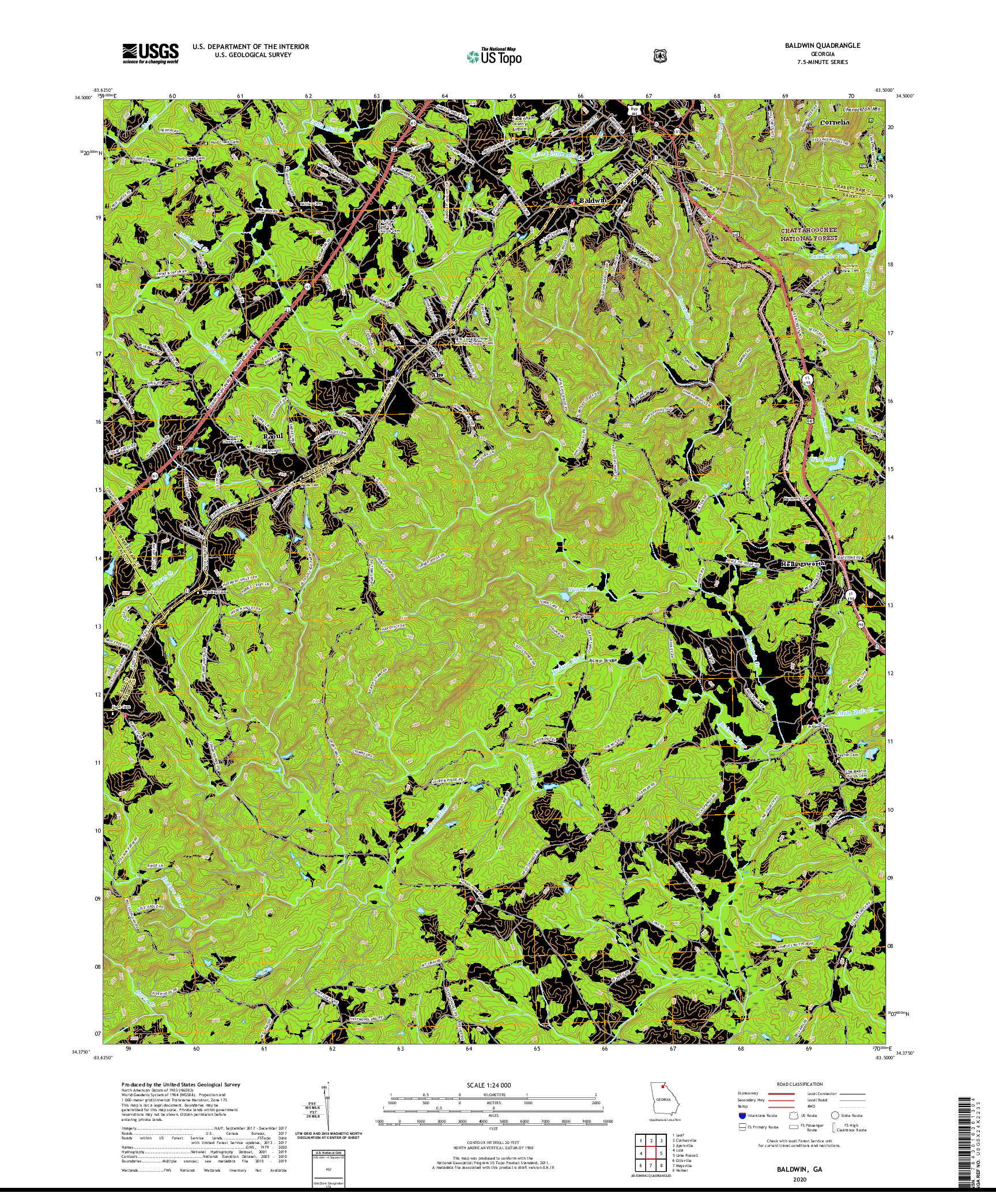 USGS US TOPO 7.5-MINUTE MAP FOR BALDWIN, GA 2020