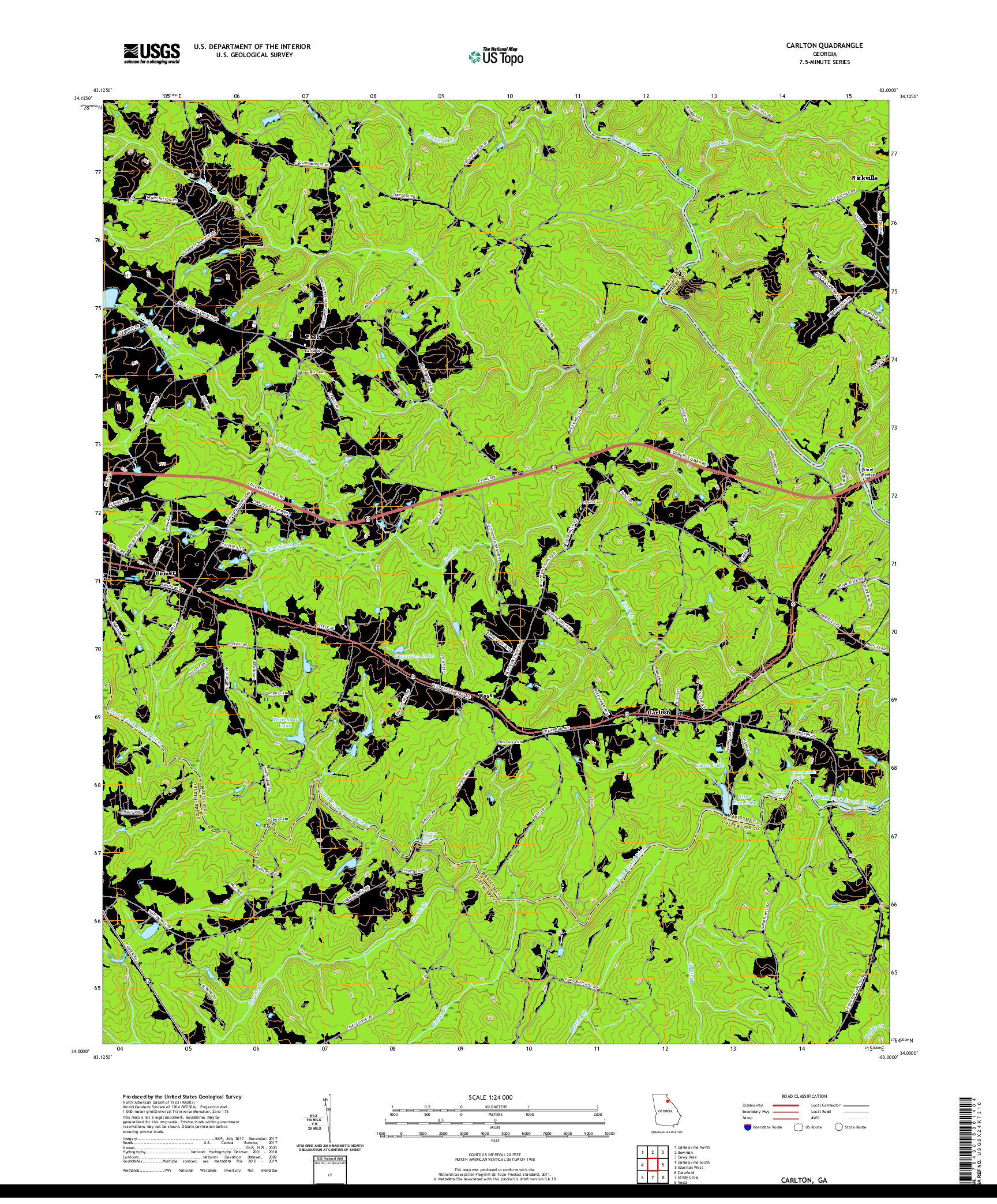 USGS US TOPO 7.5-MINUTE MAP FOR CARLTON, GA 2020